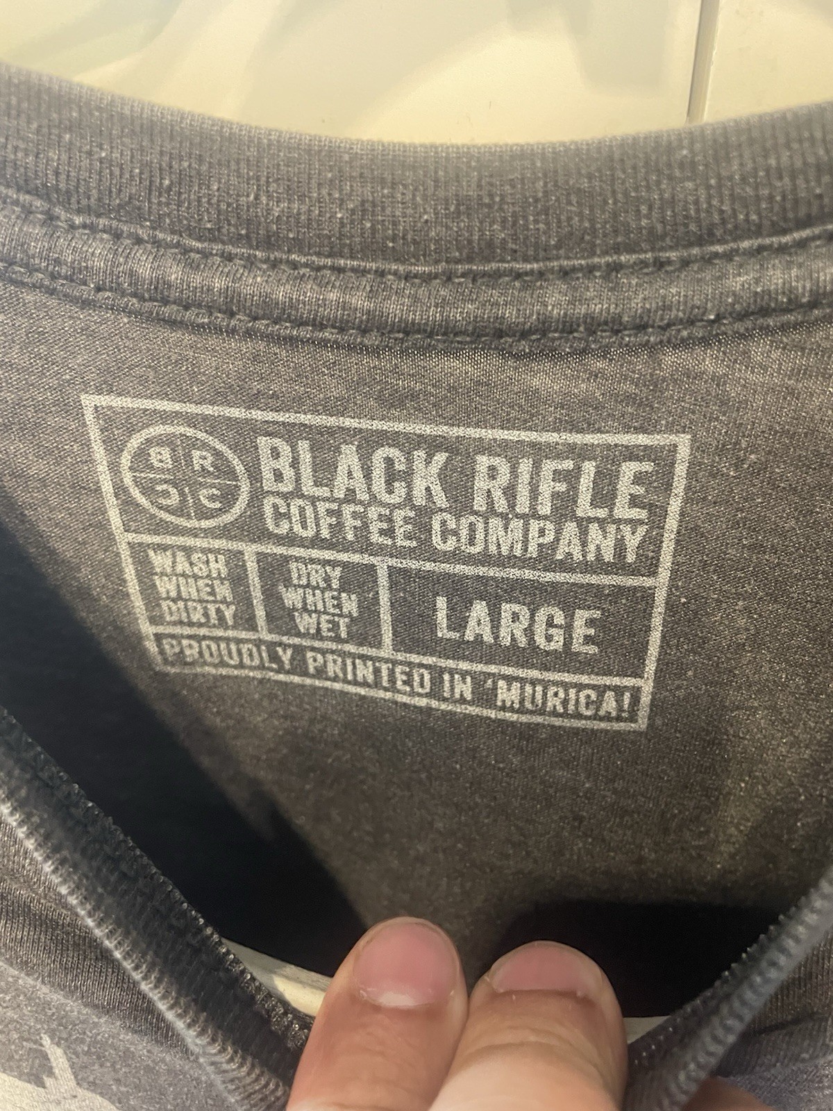 Black Rifle Coffee Company Short Sleeve Gray T-Shirt LARGE Veteran Military USA
