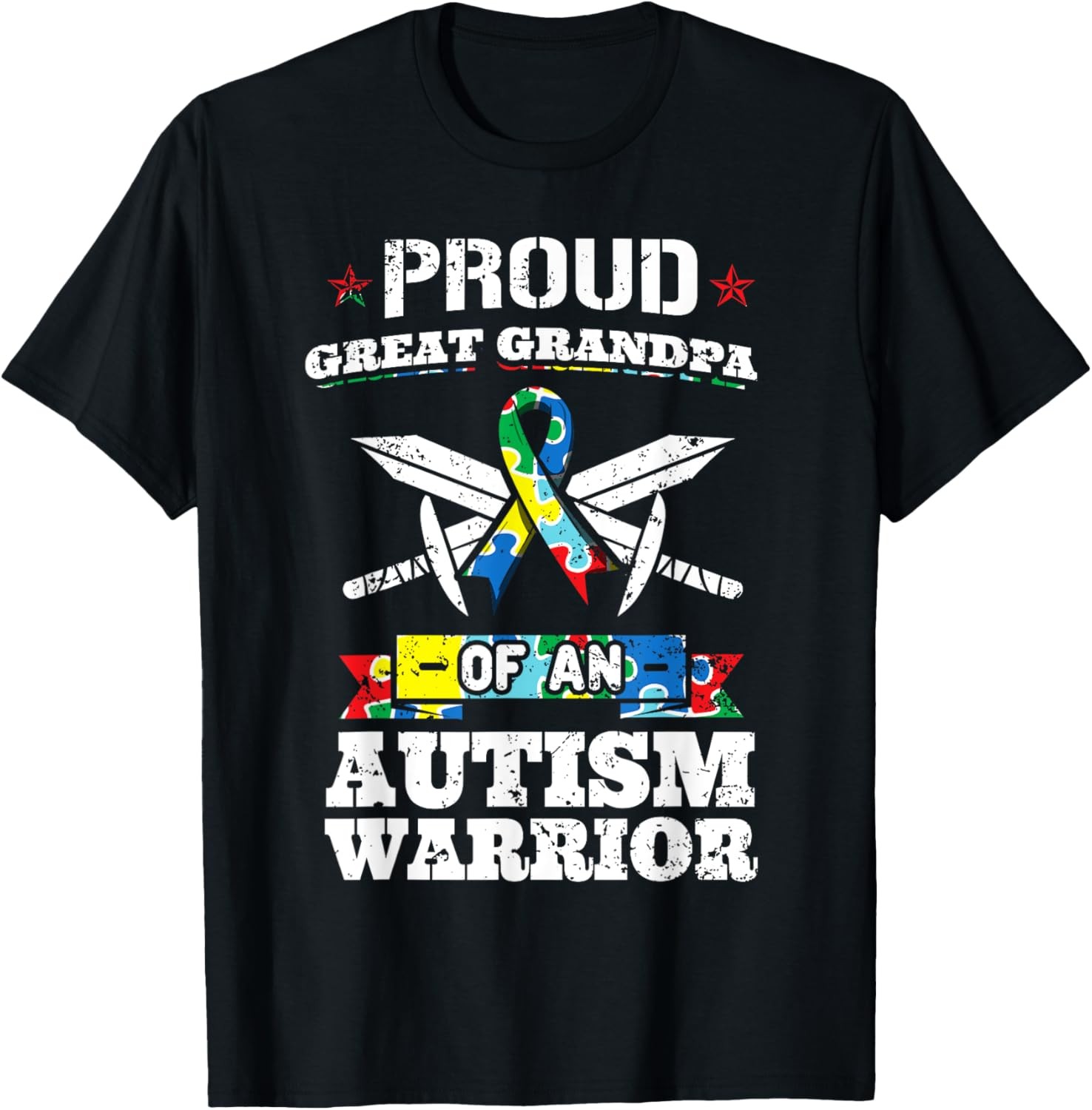 Proud Great Grandpa Of An Autism Warrior Awareness Ribbon T-Shirt