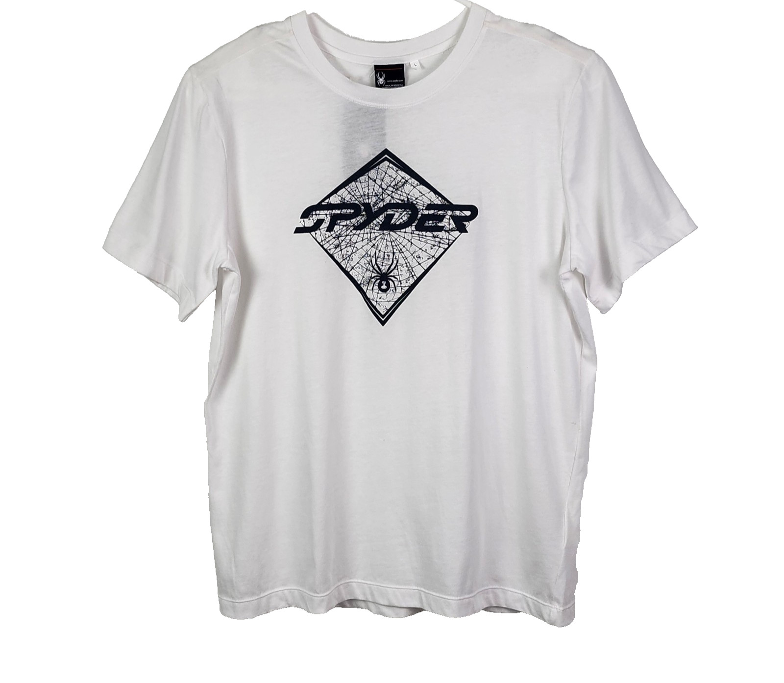 Spyder Graphic T-Shirt Men Short Sleeve Crew Neck Stretch White Large