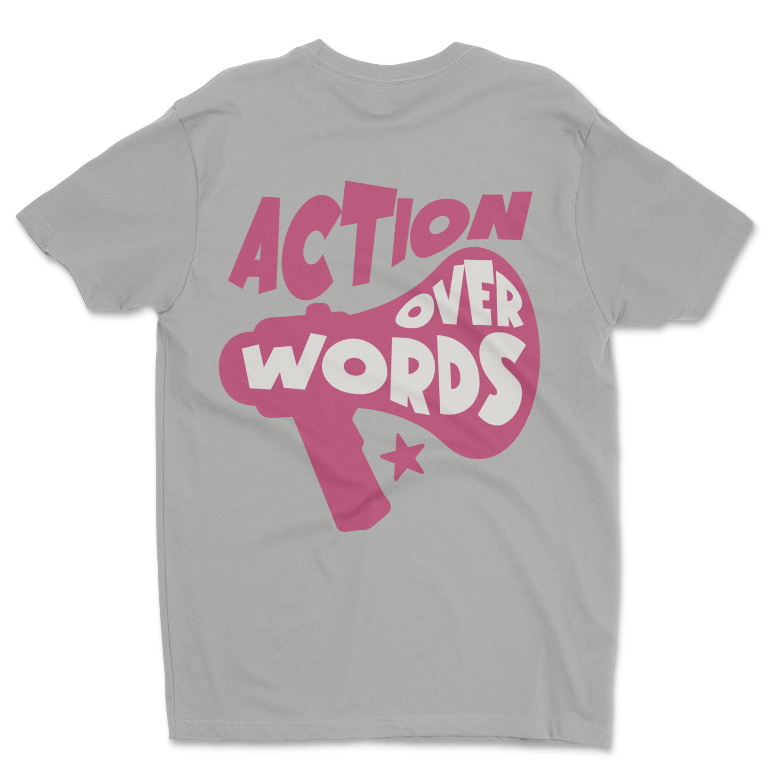 Custom T-Shirt, action over words Dtf Print On Next Level T-Shirt unisex cotton￼