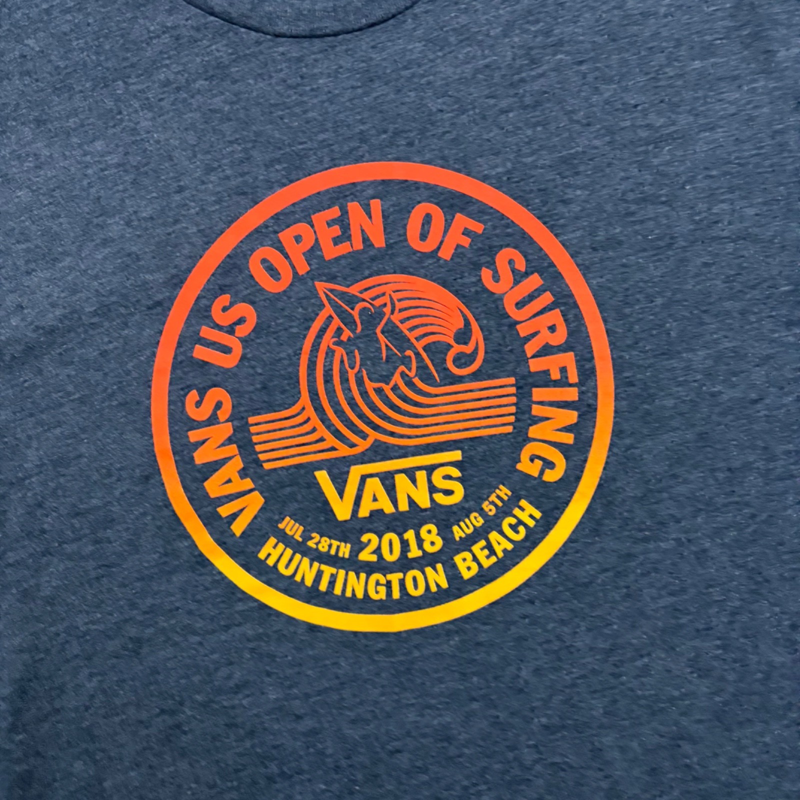 VANS T-Shirt Mens 2XL Blue US Open Graphic Surfing Surf Beach Casual Dad Summer