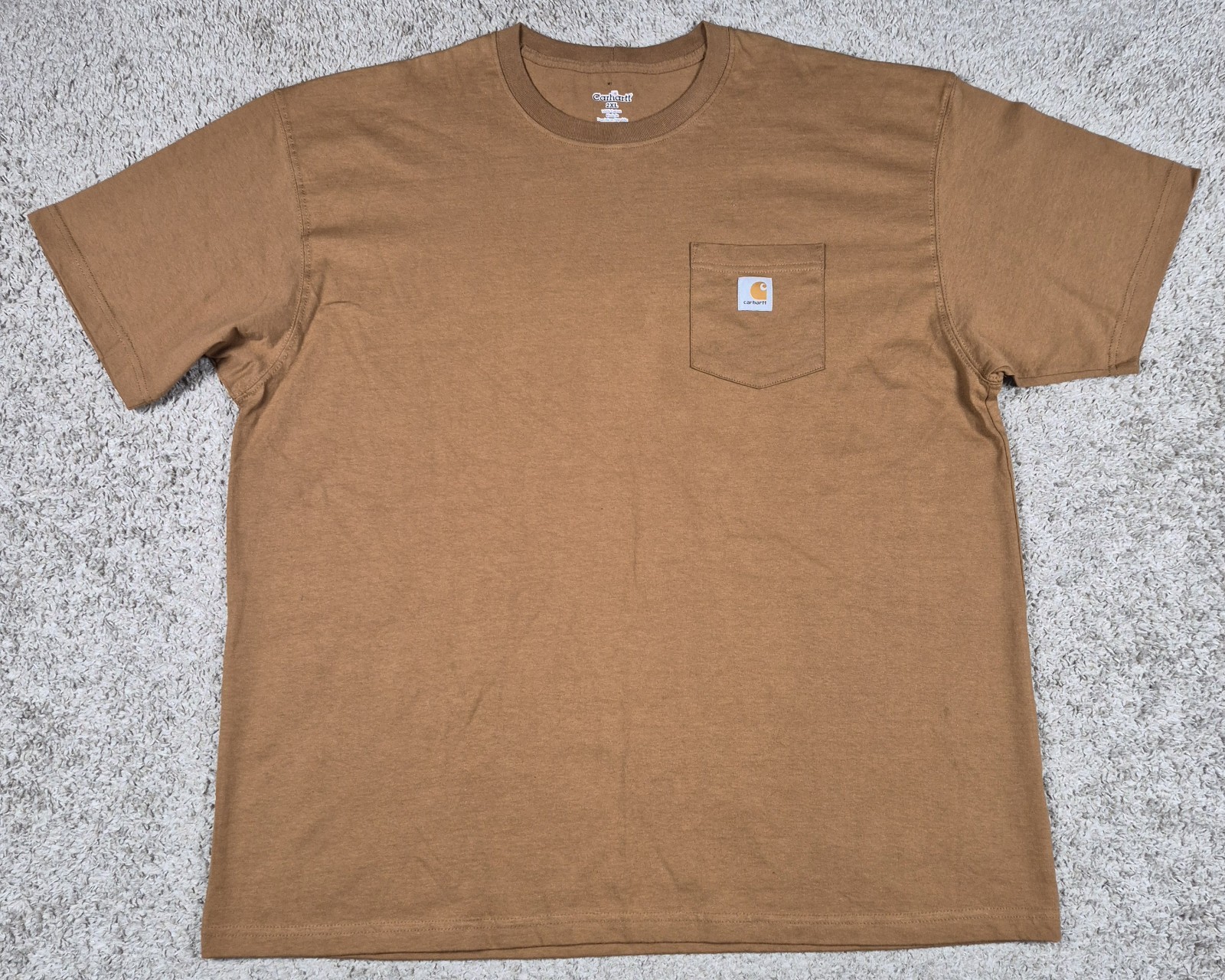 Carhartt Mens 2XL Pocket Tshirt Brown Short Sleeve FLAW