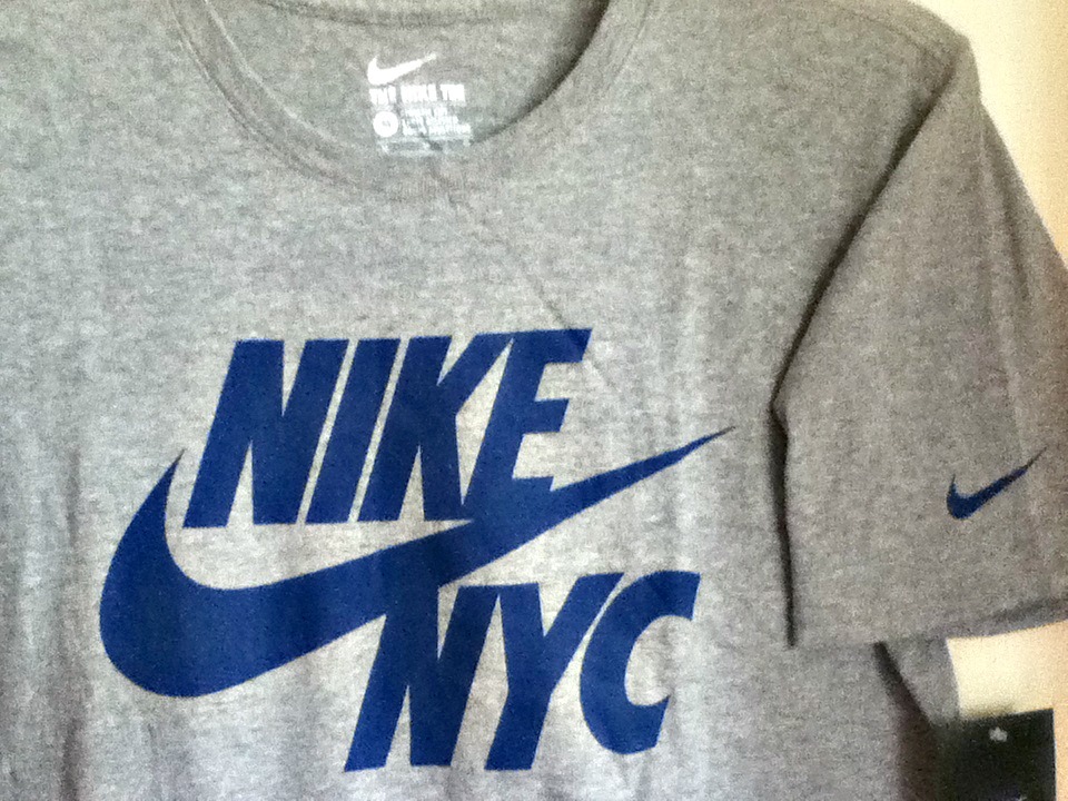 AUTHENTIC 100% COTTON NIKE NYC GREY/BLUE T SHIRT 914290-063