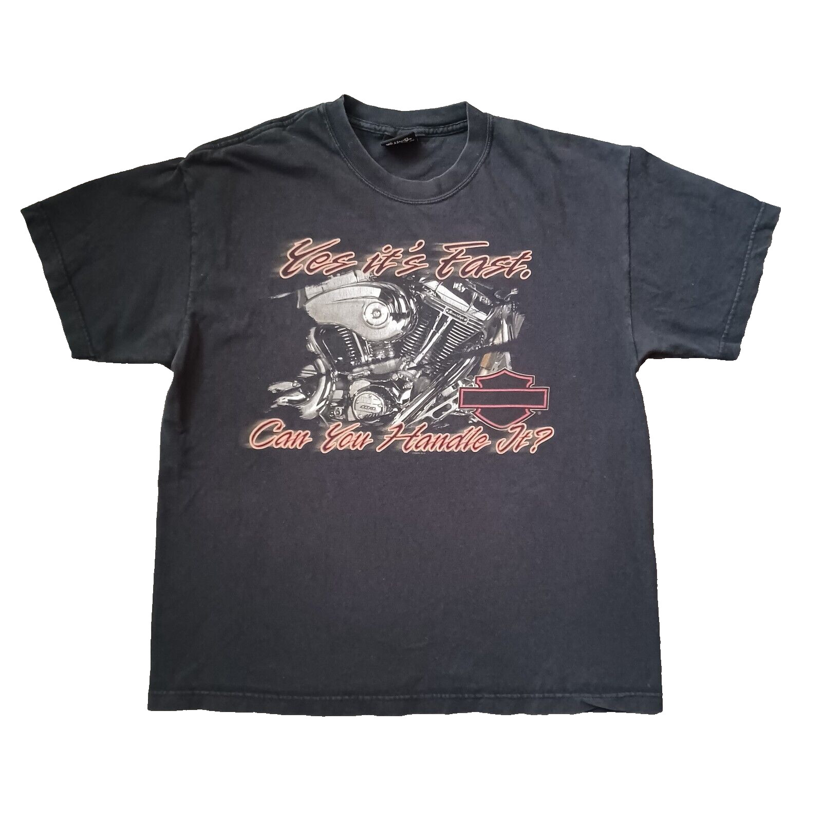 Vtg Harley Davidson T Shirt Mens Black L Logo Pat Rogers Speedway Motorcycle Y2K