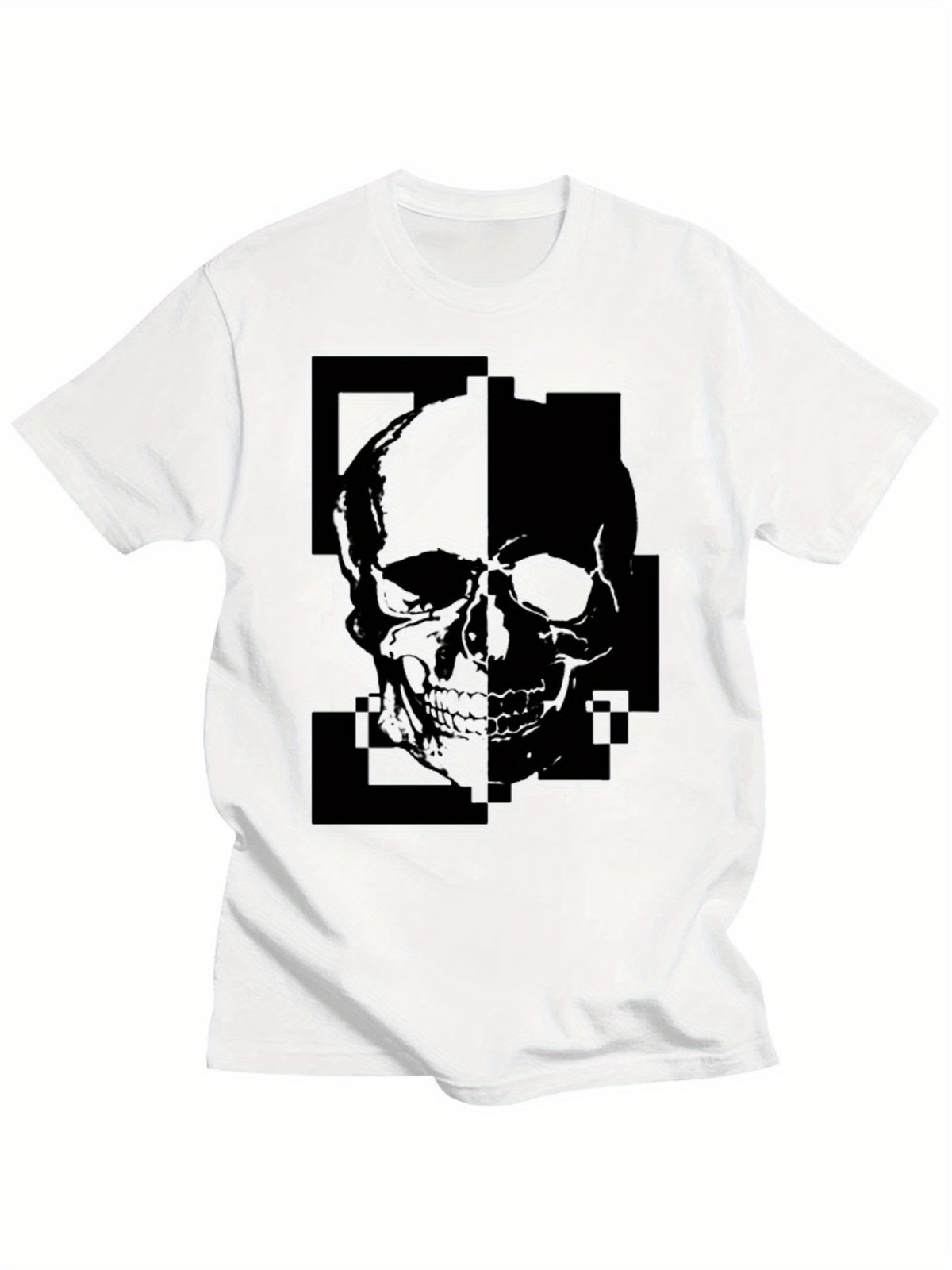 Men’s T-Shirt – Edgy PP Skull Graphic Tee, Casual Streetwear TShirt