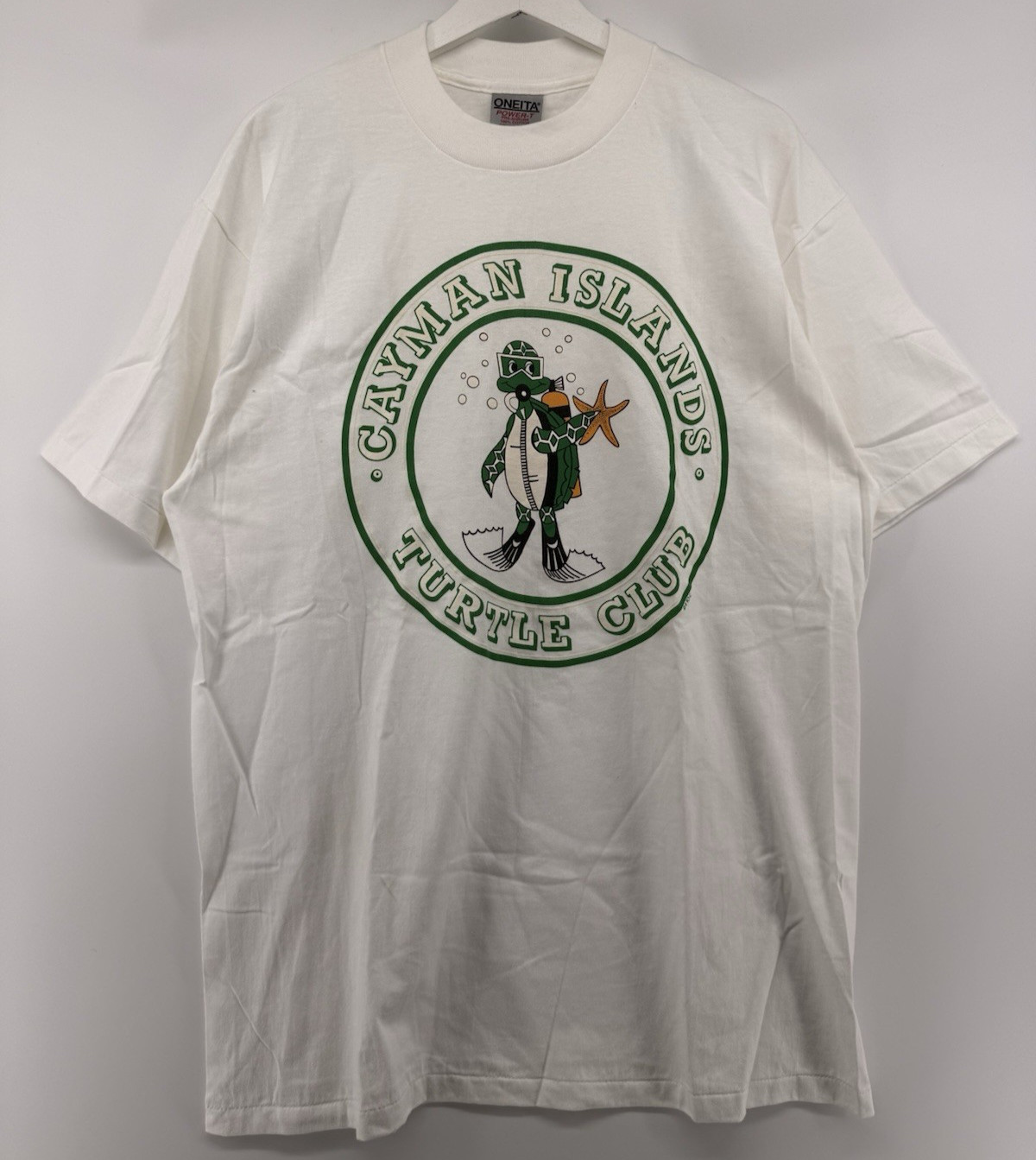 Vintage Cayman Islands Turtle Club Tee Single Stitch USA White XL 90s