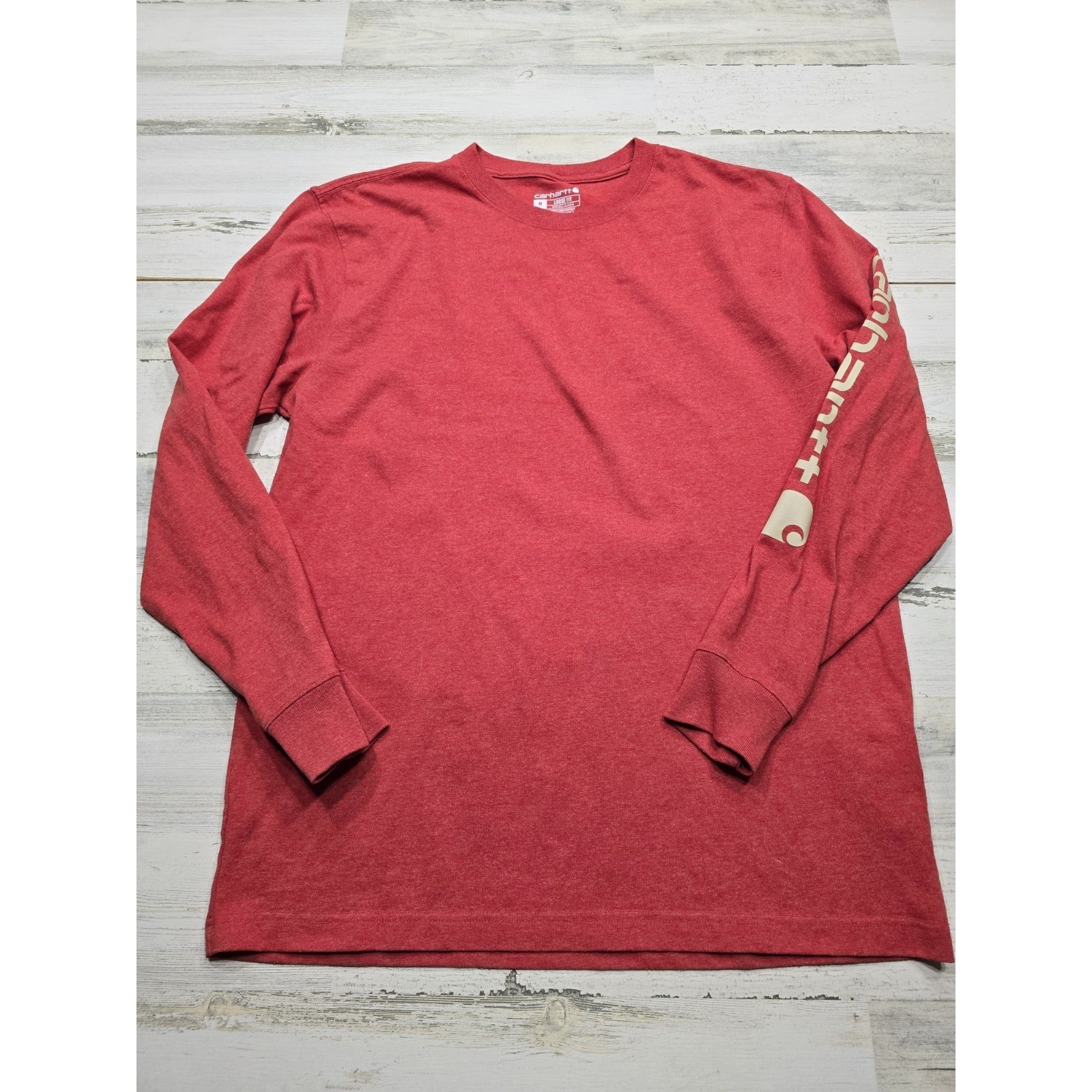Carhartt Mens Loose Fit Long Sleeve Graphic T-Shirt Heather Red K231 Size M