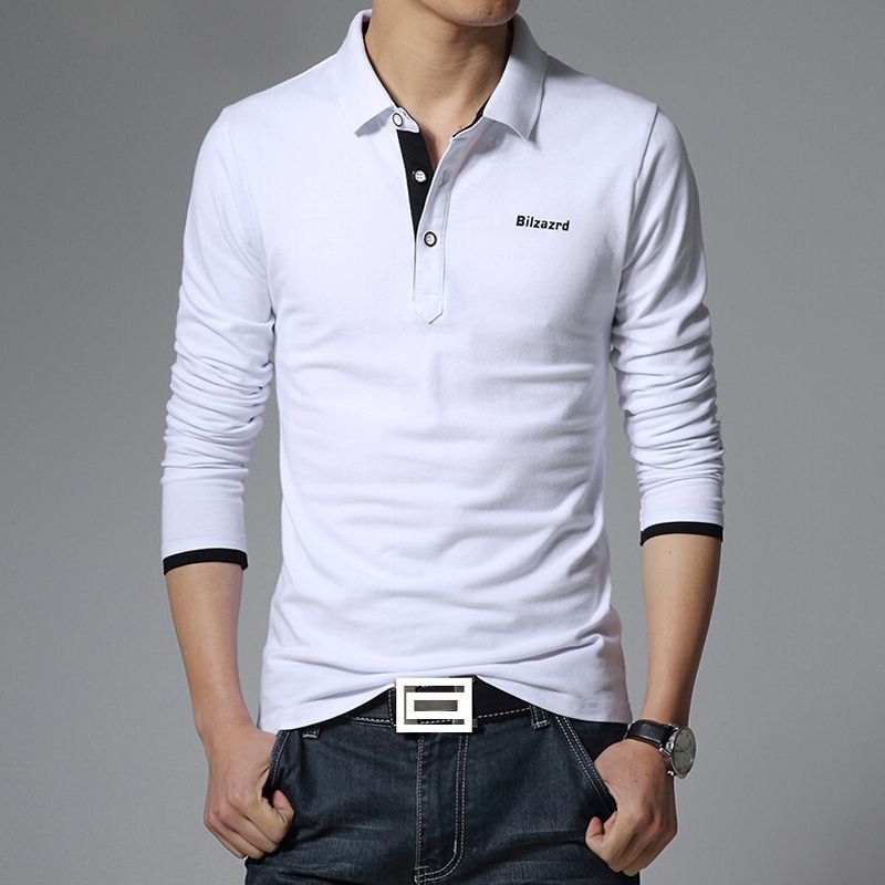 Letter Print Polo Shirt – Men’s Long Sleeve Slim Fit Tees Hip Hop Top Fashion