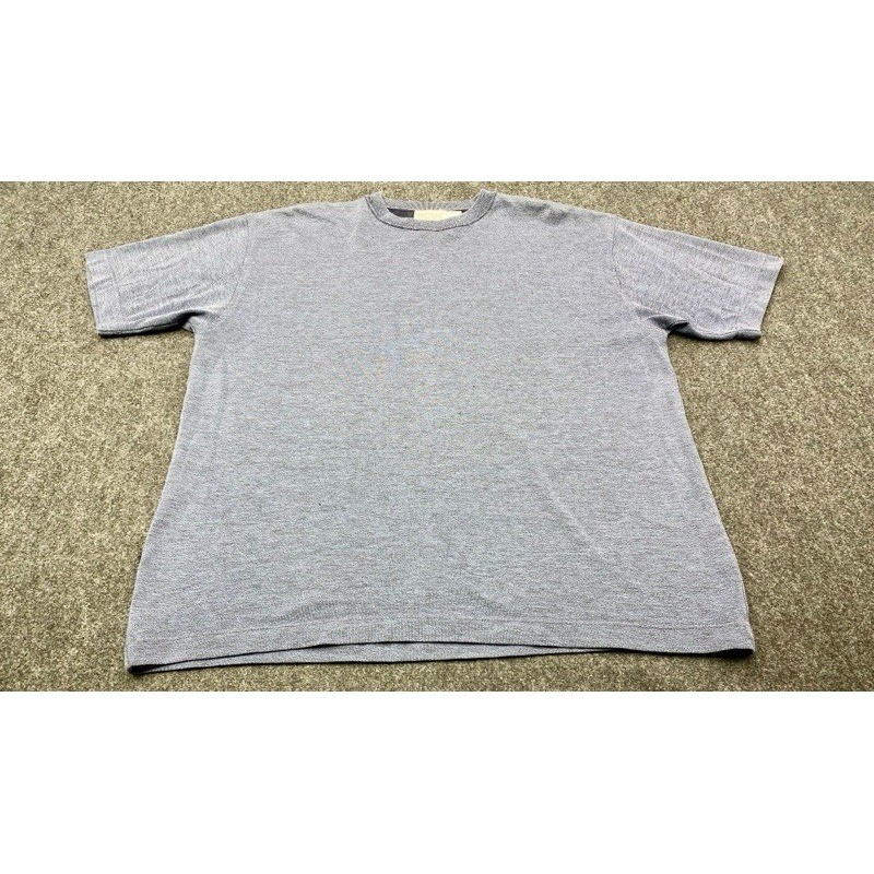 St. Croix Knits Shirt Mens Medium Blue Gray Short Sleeve Textured USA 10470