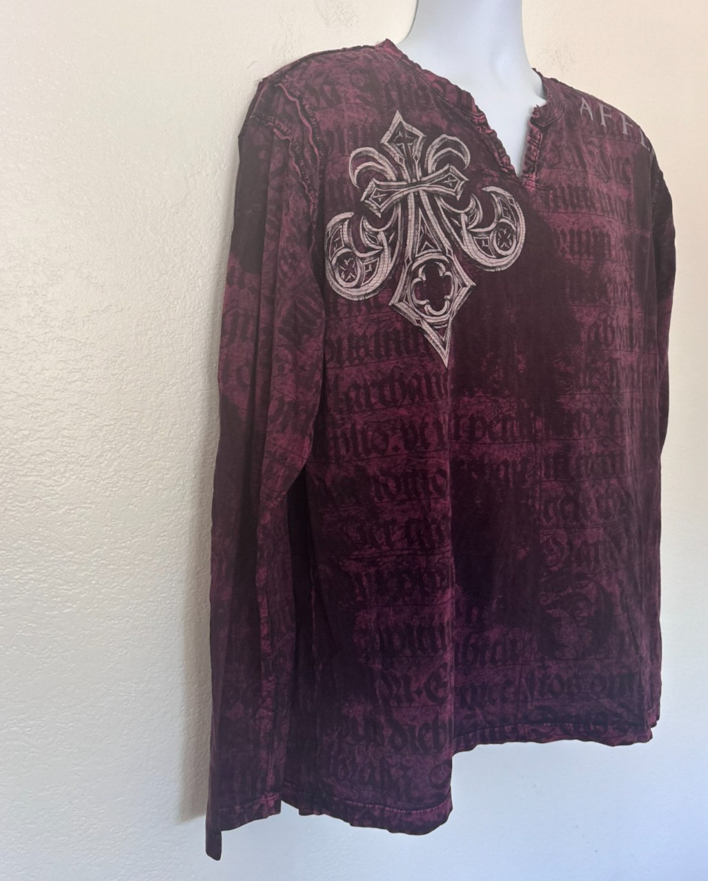 Vintage Affliction Buckle Shirt 2XL Burgundy Lava Wash Goth Y2K Grunge Mall USA
