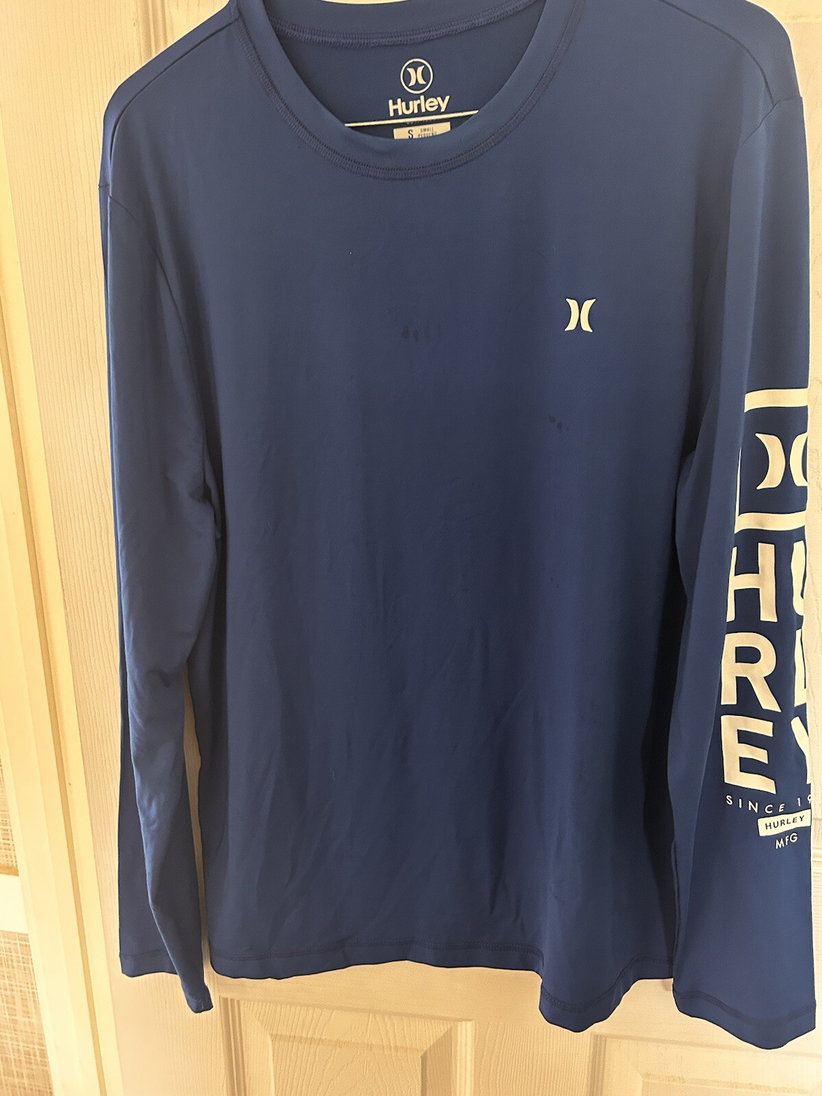 Hurley Royal Blue Long Sleeve Crew Neck Polyester/Spandex Men’s Small Logo BxG