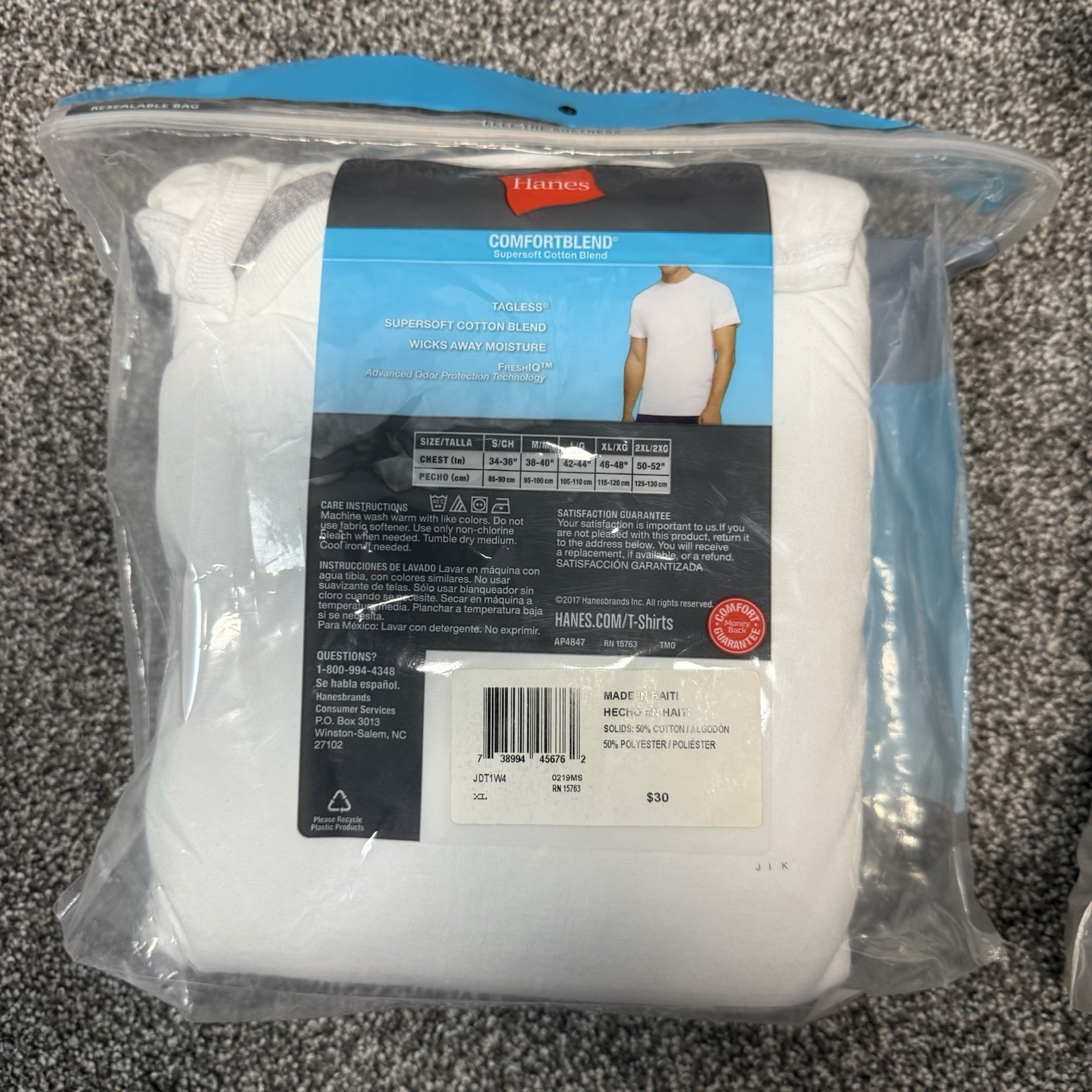 Hanes Mens 2 Pack Crew Neck T-Shirts Size XL Cool Comfort Tagless 11 Shirts