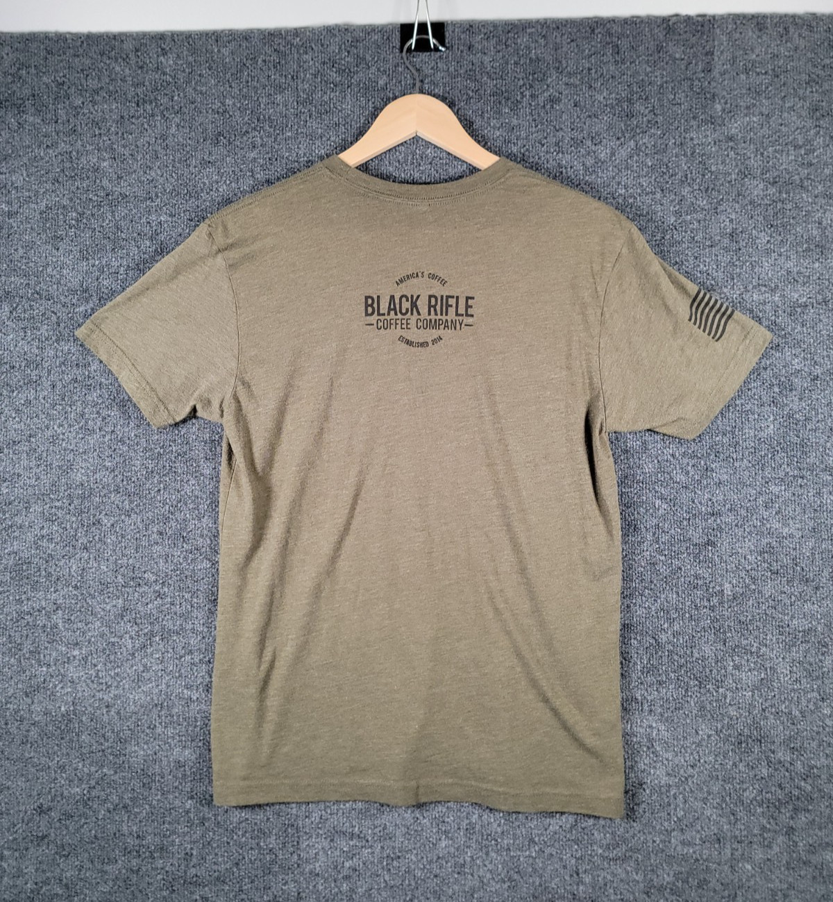 Black Rifle Coffee Company T-Shirt Mens Medium Military Green Coffee Gun Graphic