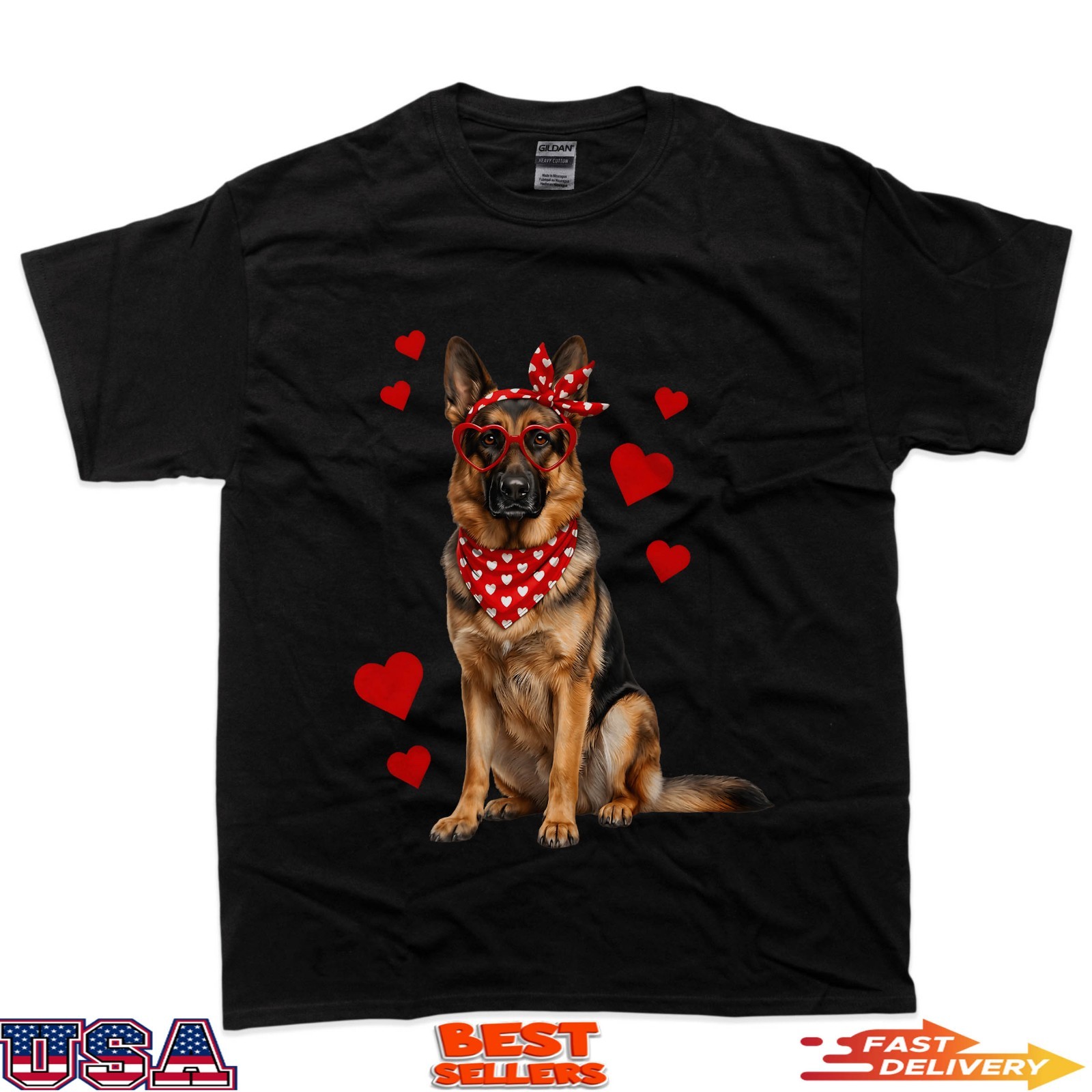 German Shepherd Valentines Day Dog Lover Heart T-Shirt