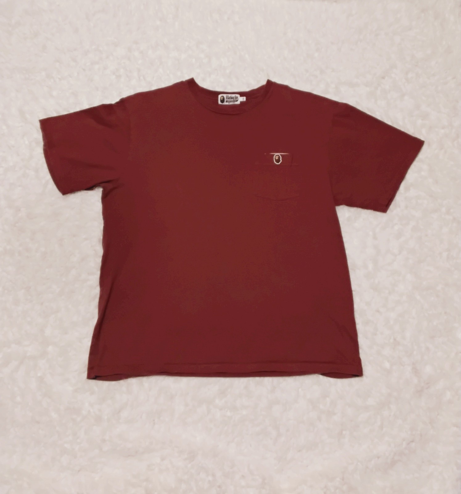 BAPE One Point Mini Ape Head Pocket Tee Burgundy Size XXL