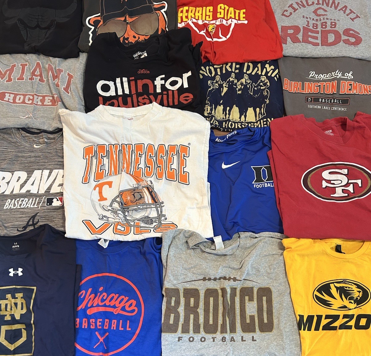 5 T-Shirt Lot Random ALL SPORTS Bundle Random Sports Team NFL MLB NCAA NHL NBA