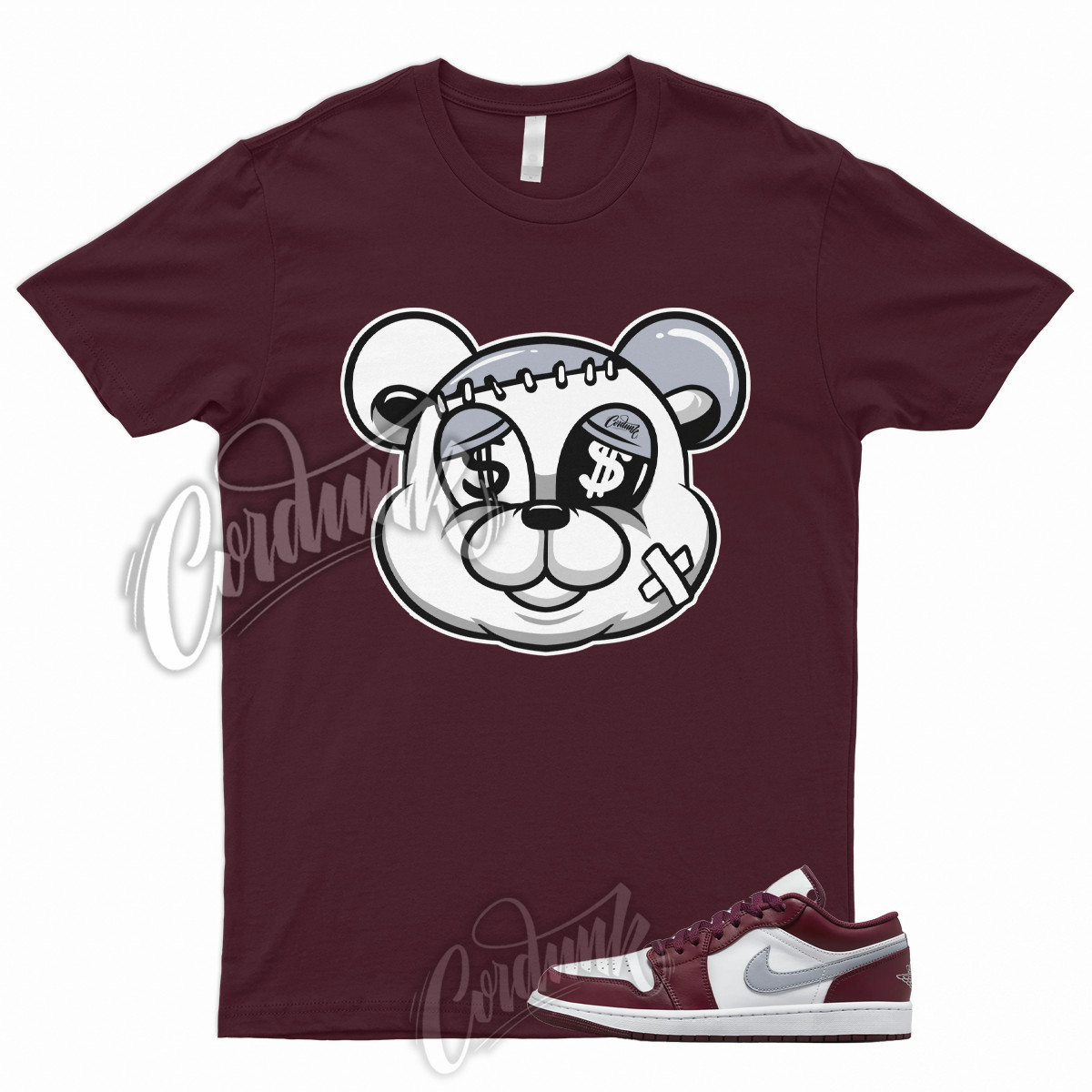 STITCH T Shirt to Match 1 Low Bordeaux Maroon Cherrywood Red White Cement Grey 6