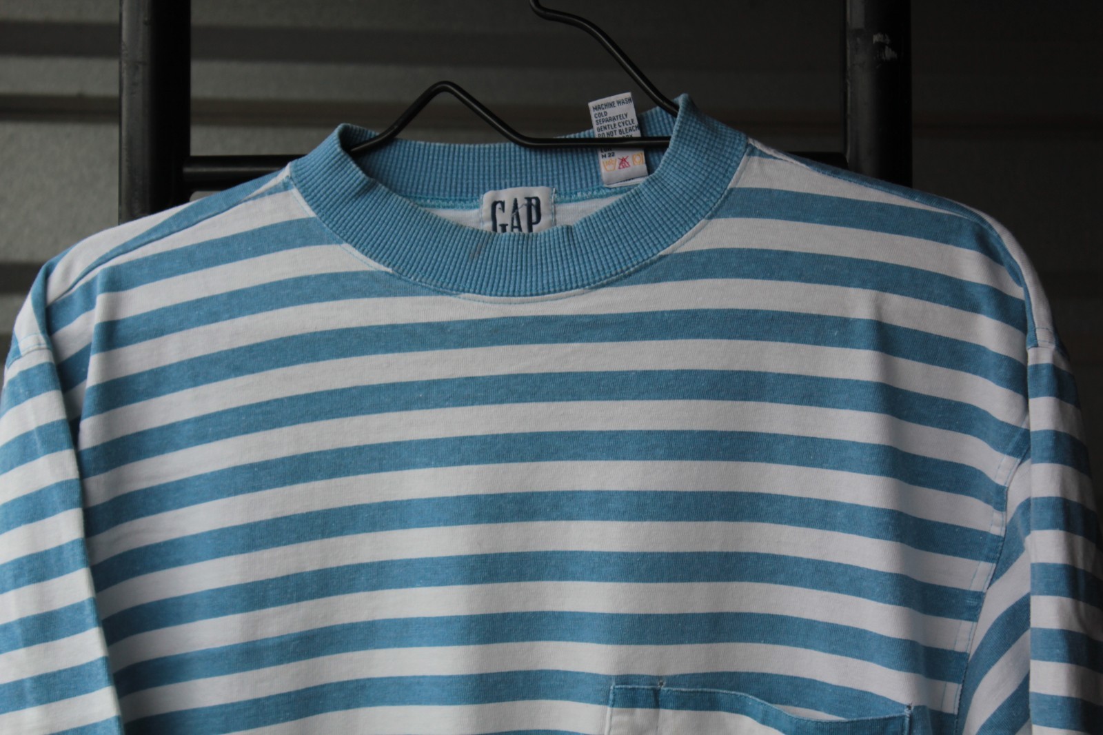 OG Vintage GAP Blue Striped Oversized Pocket T-Shirt Mens XS