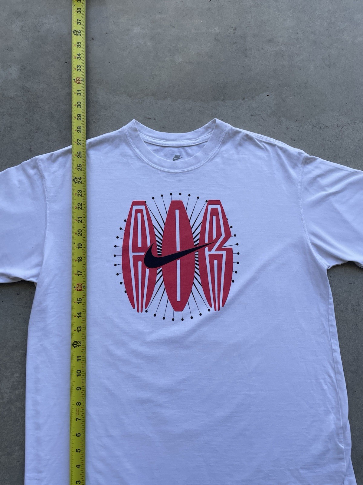 Nike Air Graphic Tee Shirt Mens Large White/Red With Swoosh Y2K