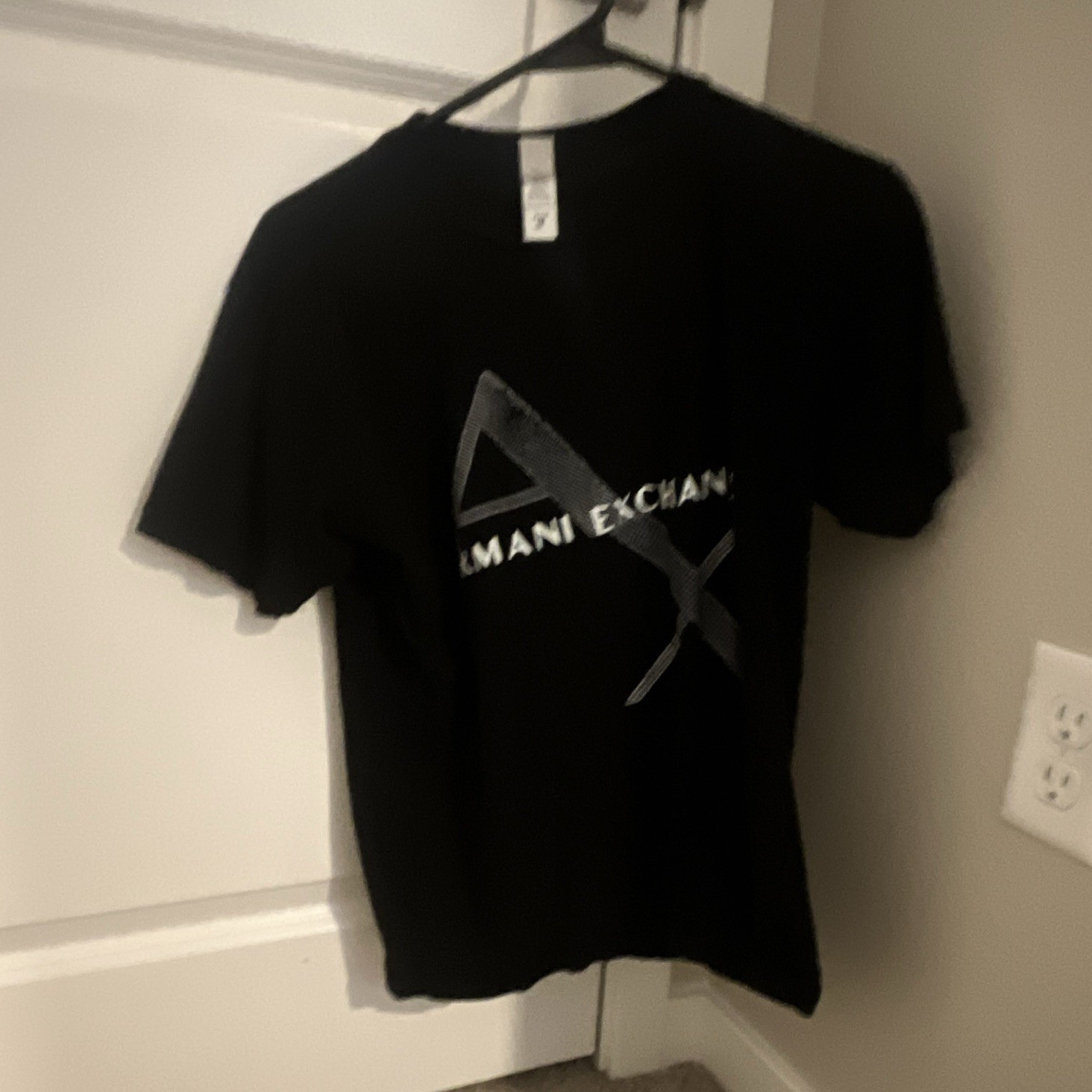 Armani Exchange Men’s Black Logo Cotton Jersey Crew Neck T-Shirt Short Sleeve M