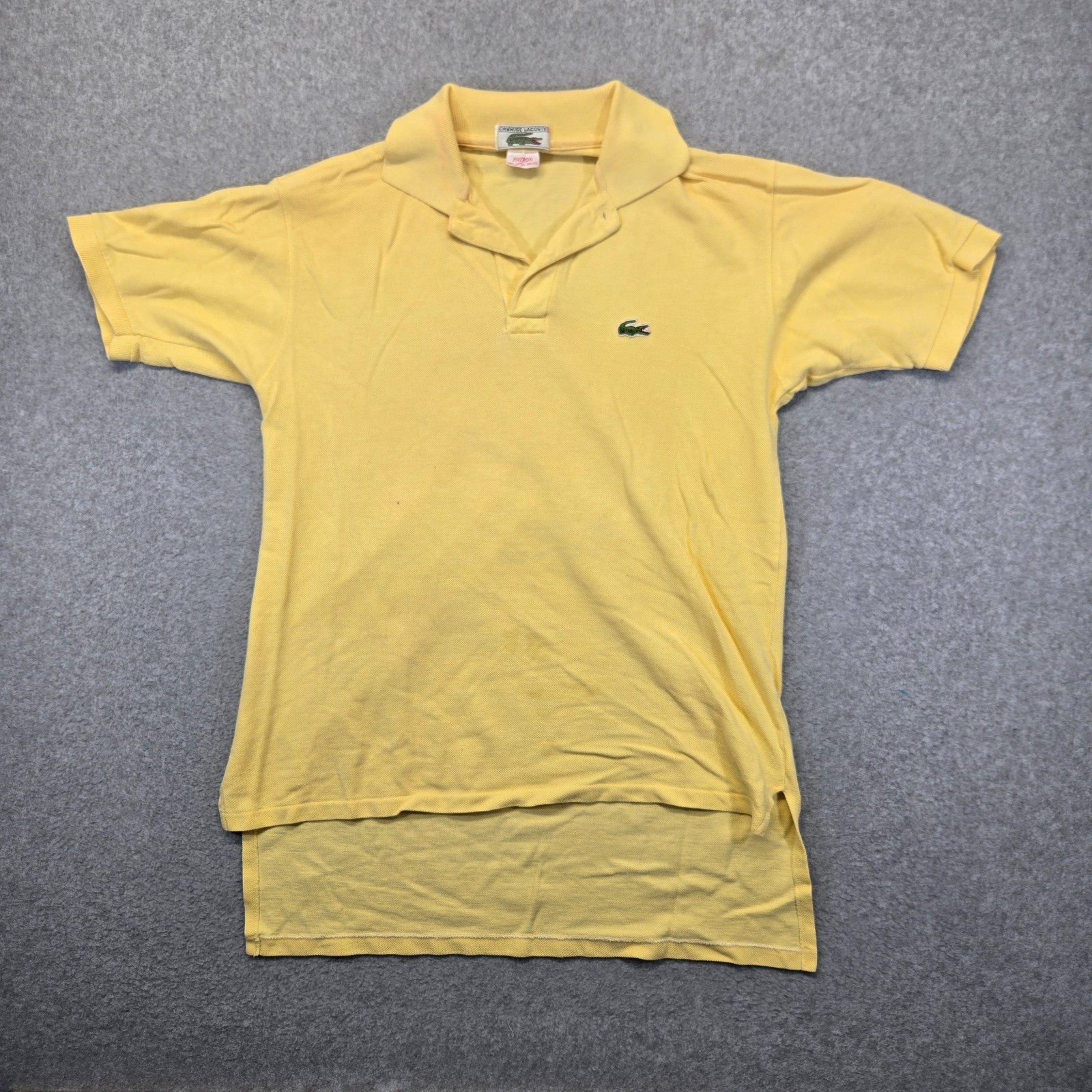 Vintage Chemise Lacoste Polo Shirt USA Made Yellow Crocodile WPL1100 Tennis Tail