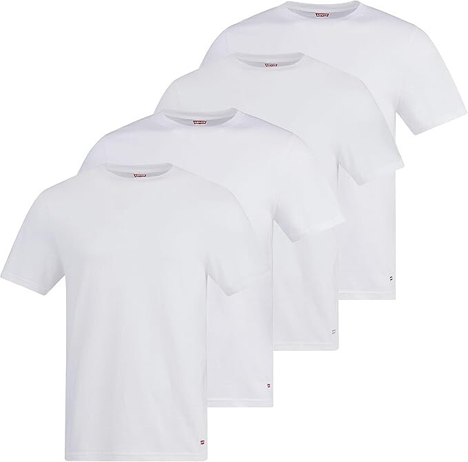 Levi’s Men’s 4 Pack Premium Cotton Crewneck Short Sleeve White T-Shirt