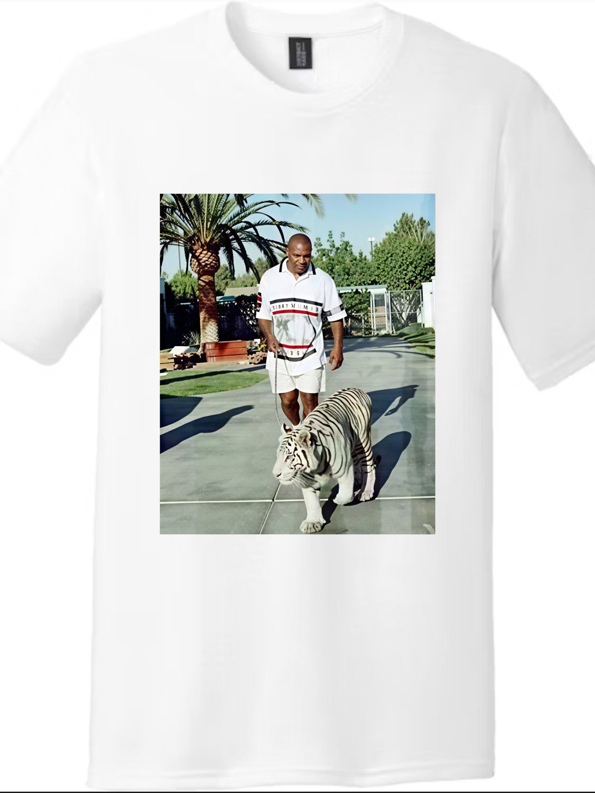 Mike Tyson Walking White Tiger Vintage Retro Photo Graphic Unisex T-Shirt