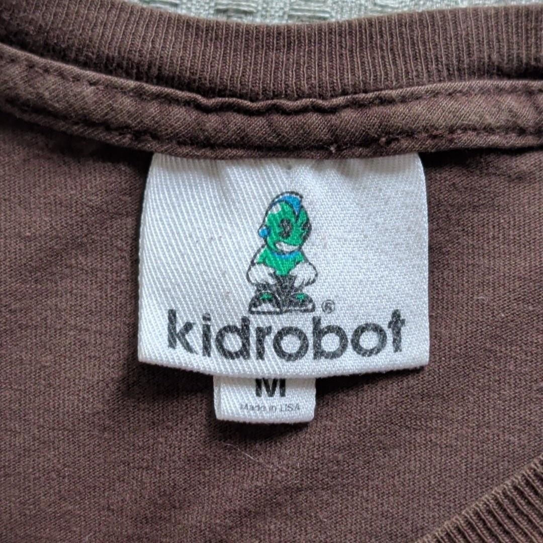 Kidrobot Shirt Mens Medium Brown Mascot Robot Graphic Tee Made USA Streetwear
