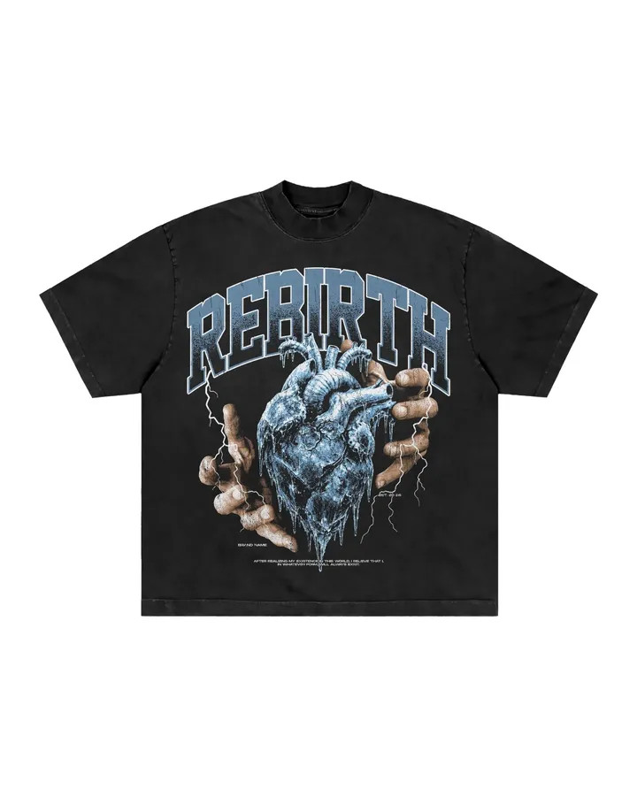 Heavy Cotton Graphic Tee Gothic Aesthetic Heart Print Men’s Casual Streetwear