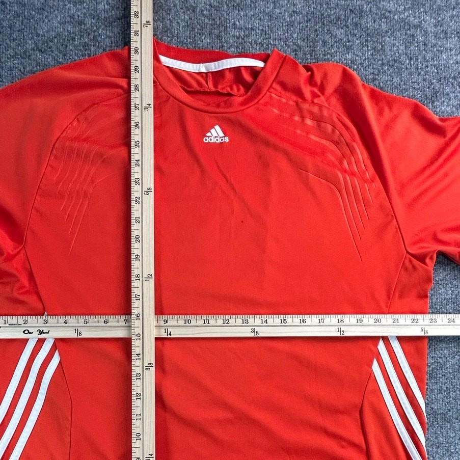 Adidas ClimaLite Men’s XL Orange Performance Athletic Training Shirt 3 Stripe