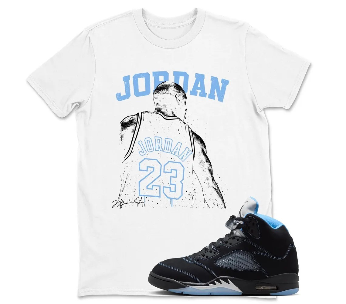Shirt to Match JD 5 Black University Blue Clothing, BLACK/WHITE