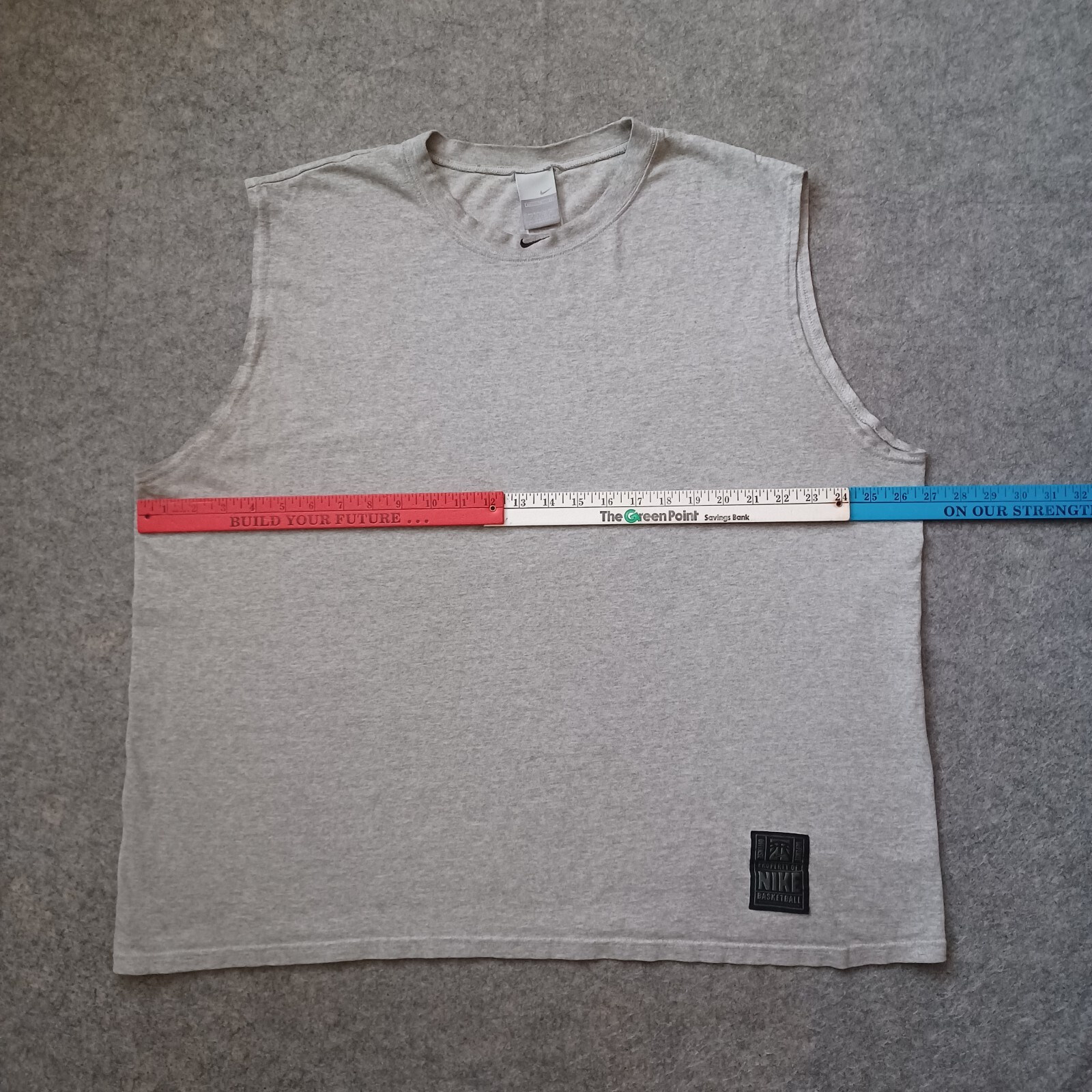 Vintage Nike Tank T Shirt Mens XL Gray Center Swoosh Collar Muscle Basketball