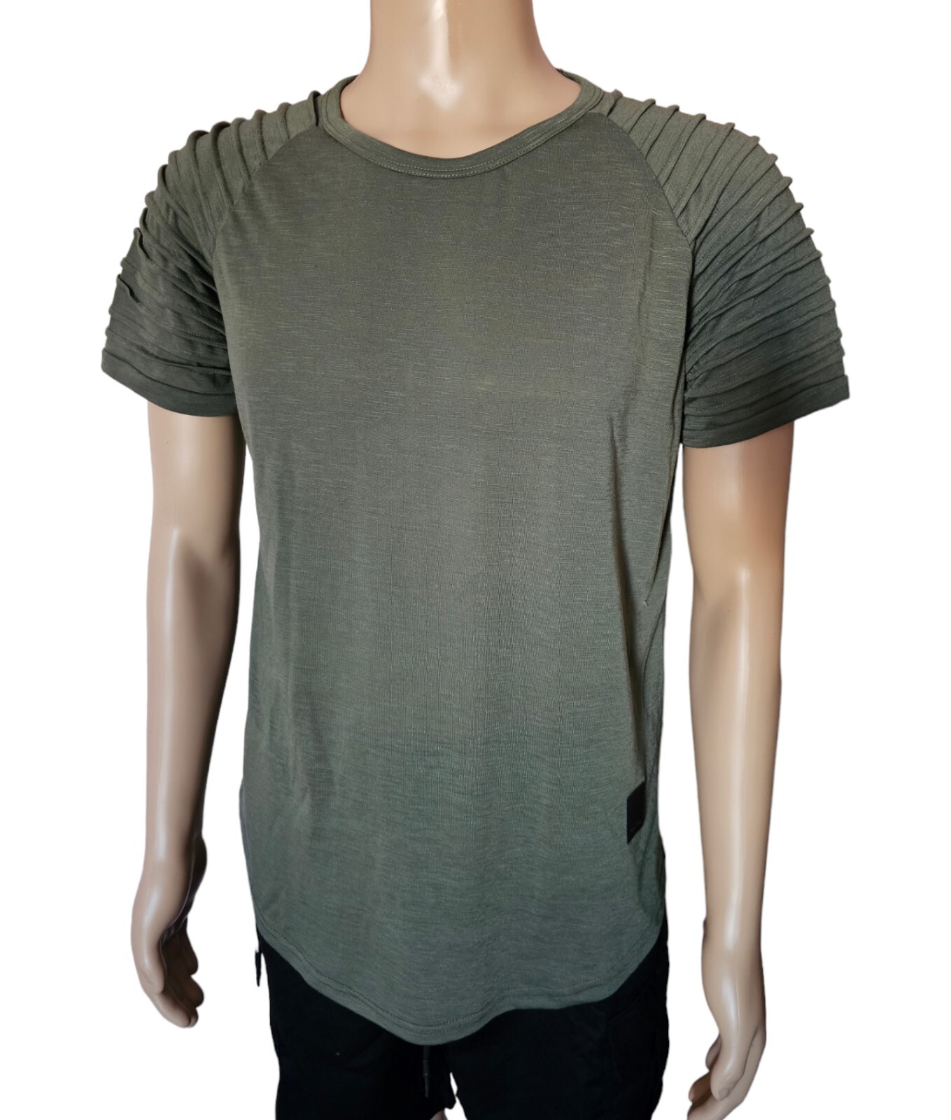 Men’s Tee Shirts Curved Hem Ruched Sleeve T-shirts For Men