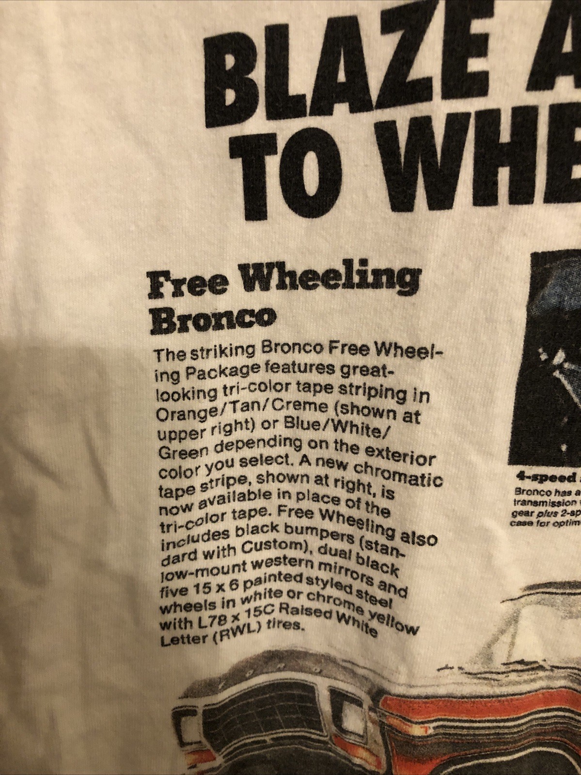 Ford Bronco “Blaze A Bronco Trail…” Size Mens Medium White Graphic Tee. Cotton