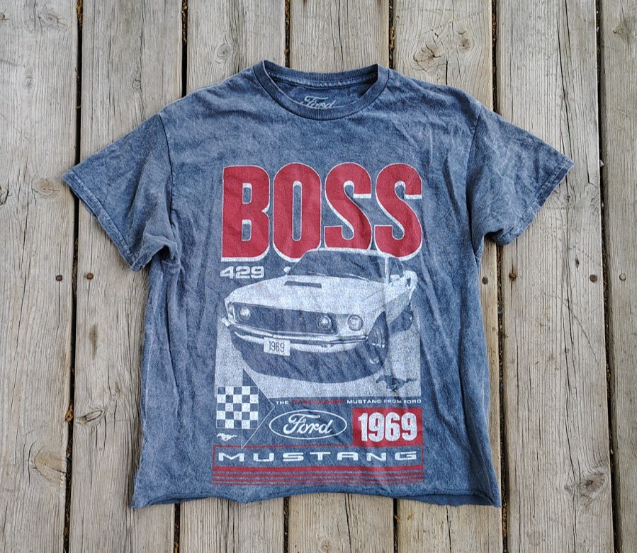 Ford 1969 Mustang Boss 429 Gray Wash Vintage Graphic Body T-Shirt