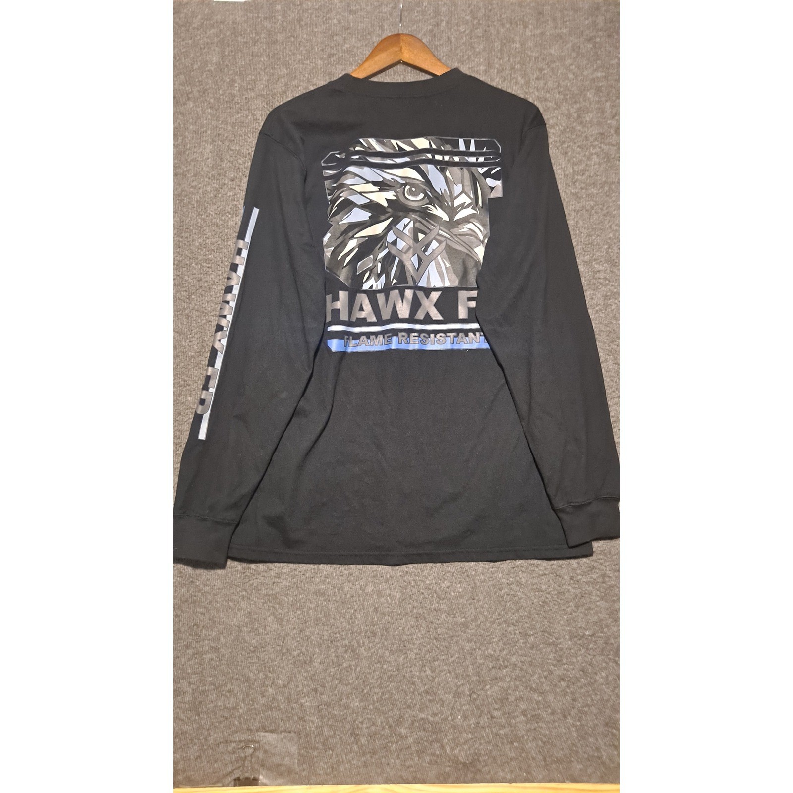 Hawx FR workwear flame resistant shirt crewneck men’s black size medium logo