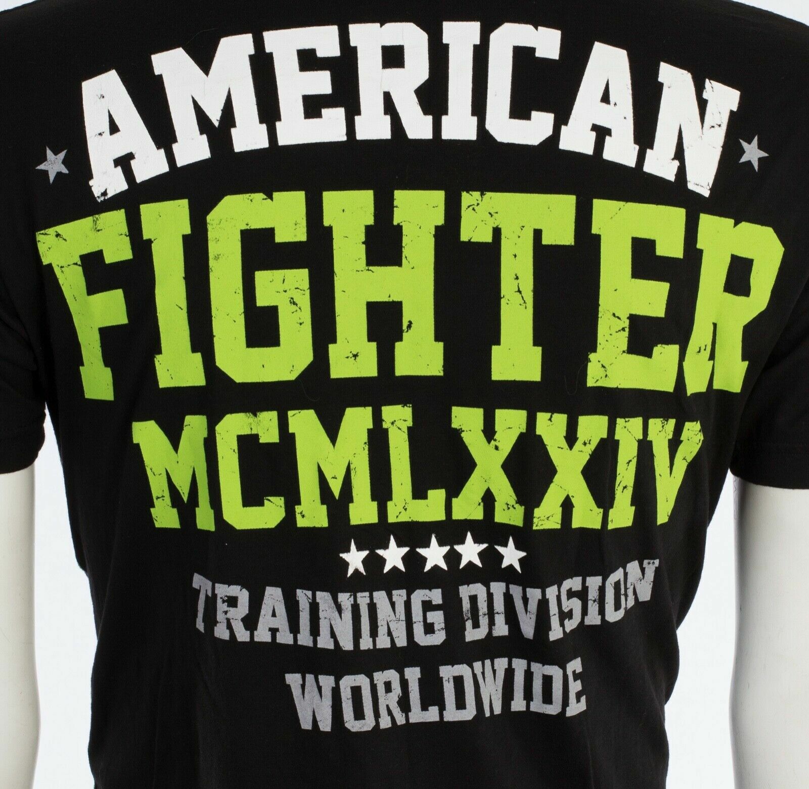 AMERICAN FIGHTER Corner Black Neon Green Athletic Mens Crewneck T-shirt S-3XL