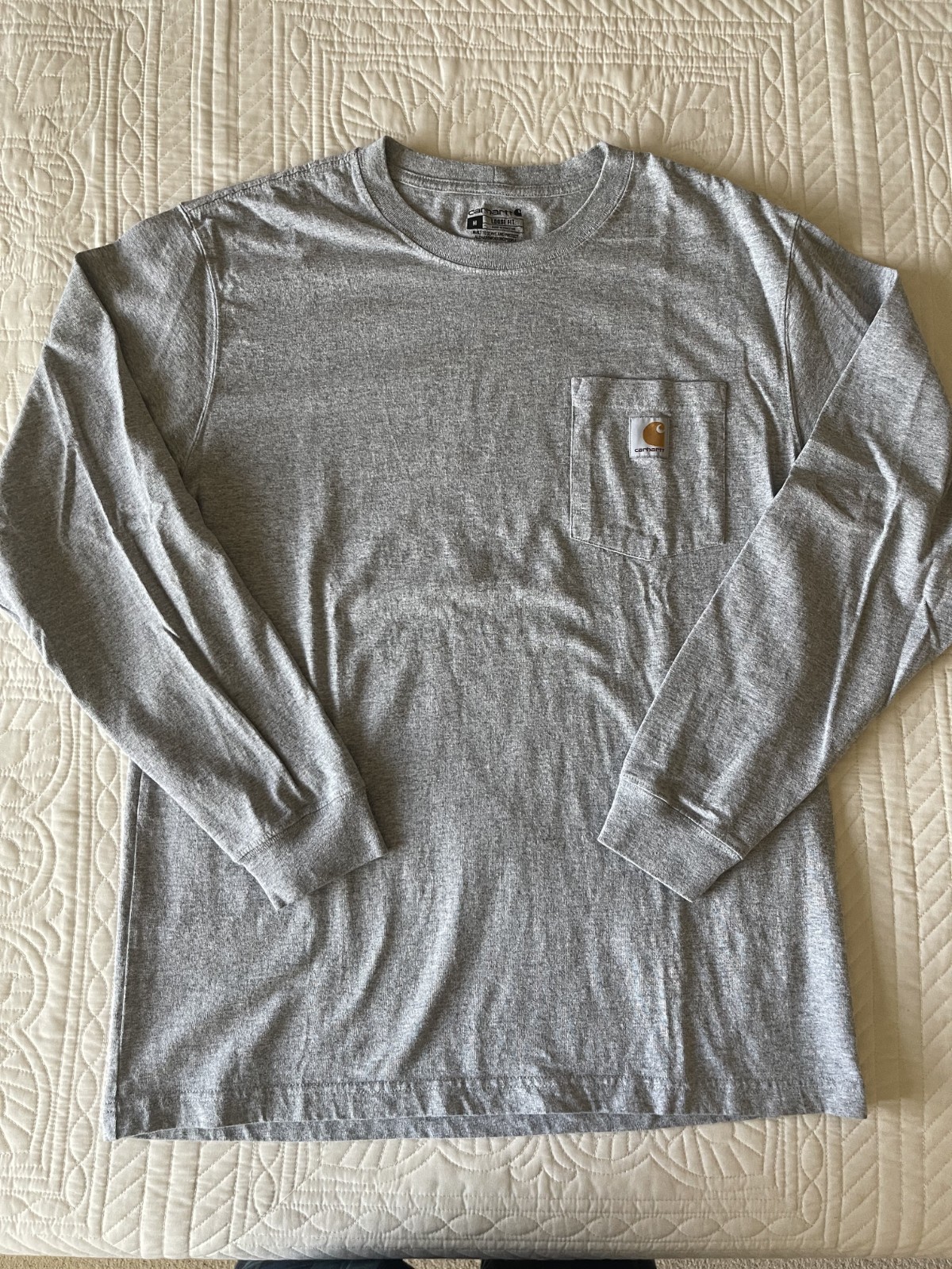Carhartt Heather Grey long sleeve pocket T shirt Medium
