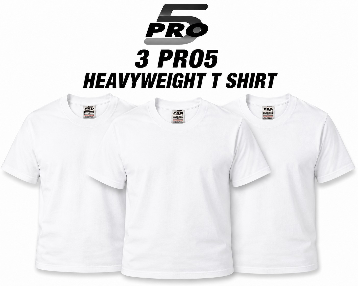 Pro 5 T Shirt 3 Pack Men Thick Plain Short Sleeve Tee S- 3XLT