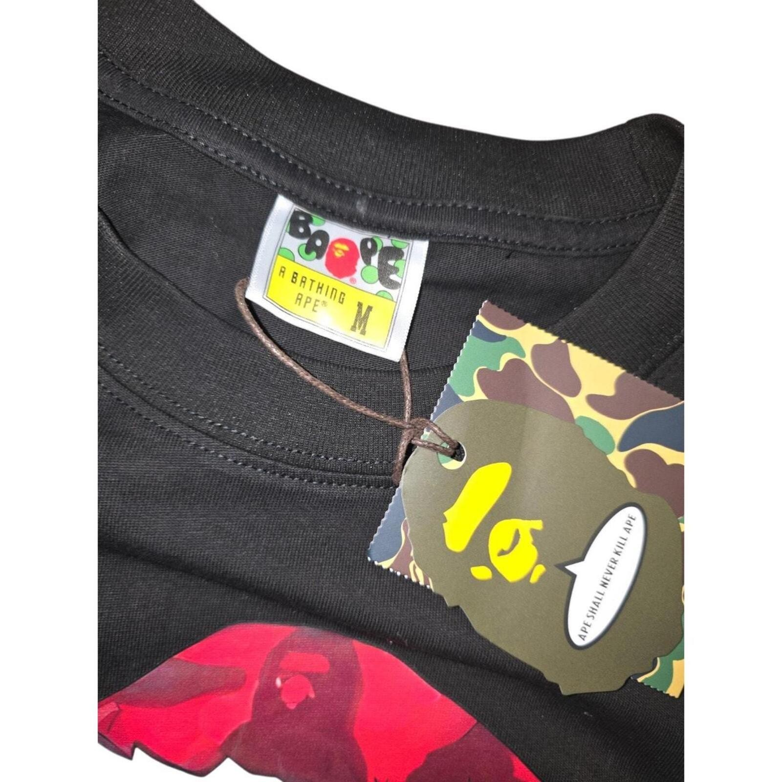 A Bathing Ape BAPE Black Graphic Santa Ape Head Size Med NWT