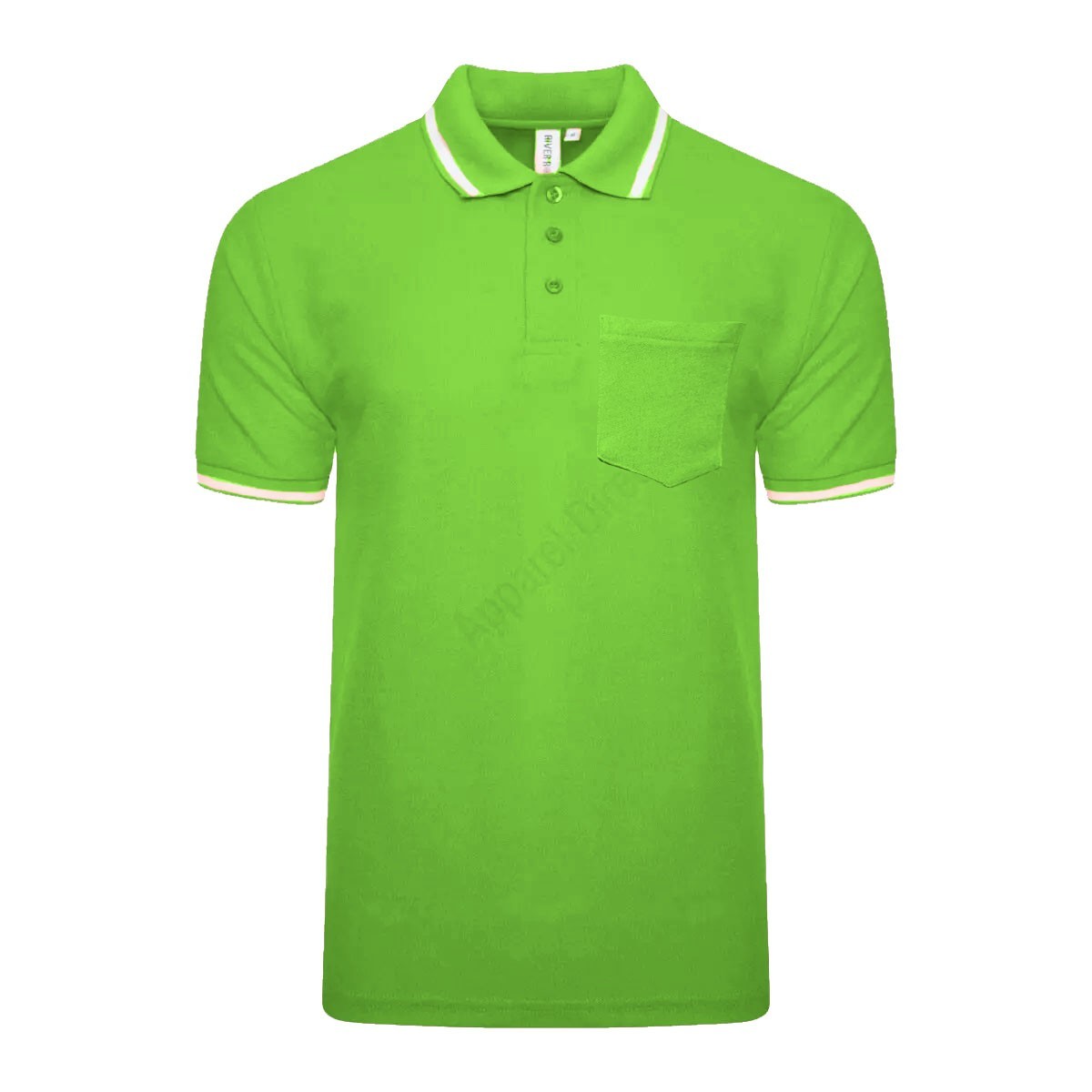 Men’s Polo Short Sleeve Pique Plain Single Tipping Chest Pocket Casual Tee Top