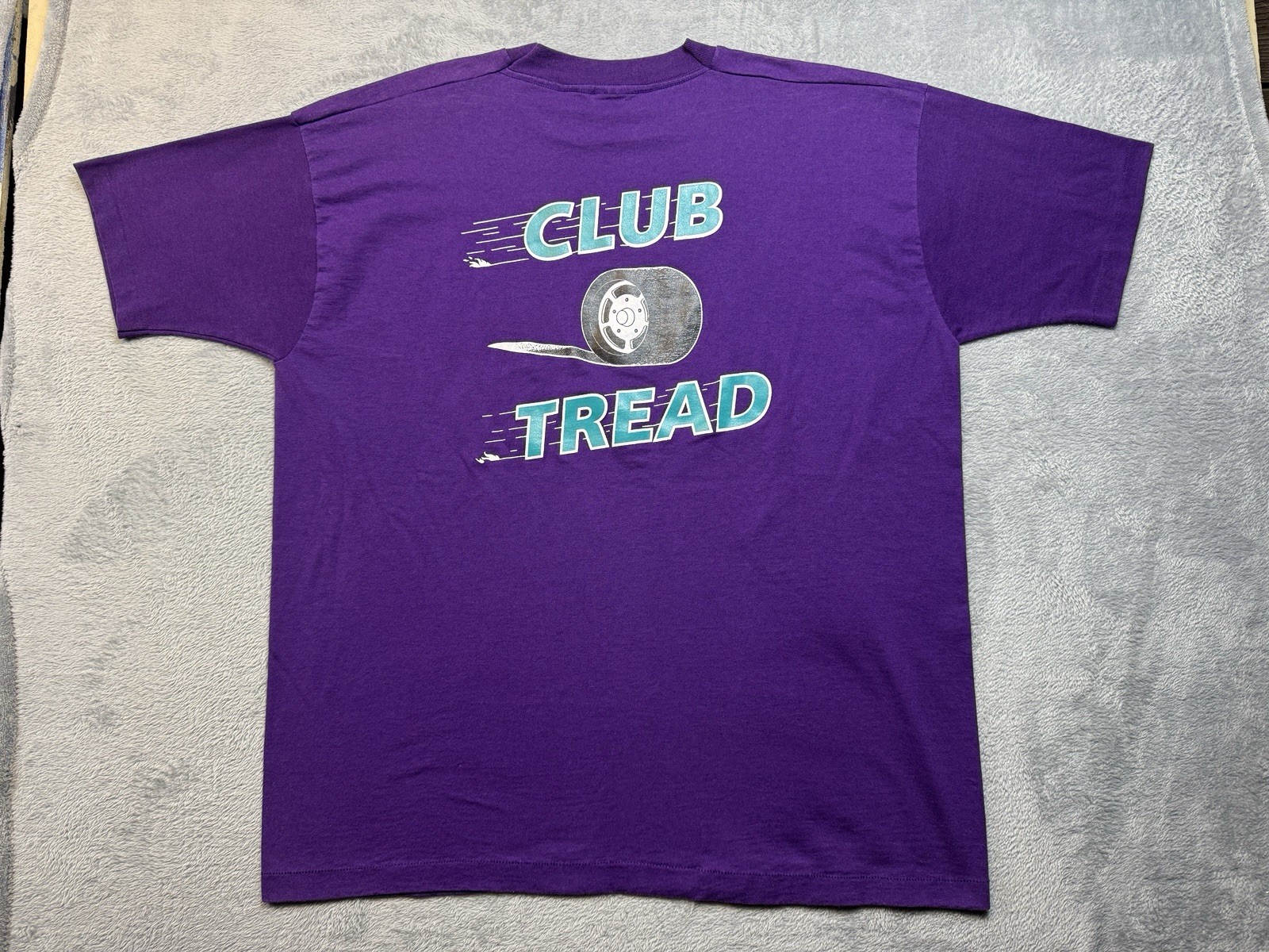 Vintage Club Tread Racing Shirt Tires XXL Purple Single Stitch 90s Graphic USA