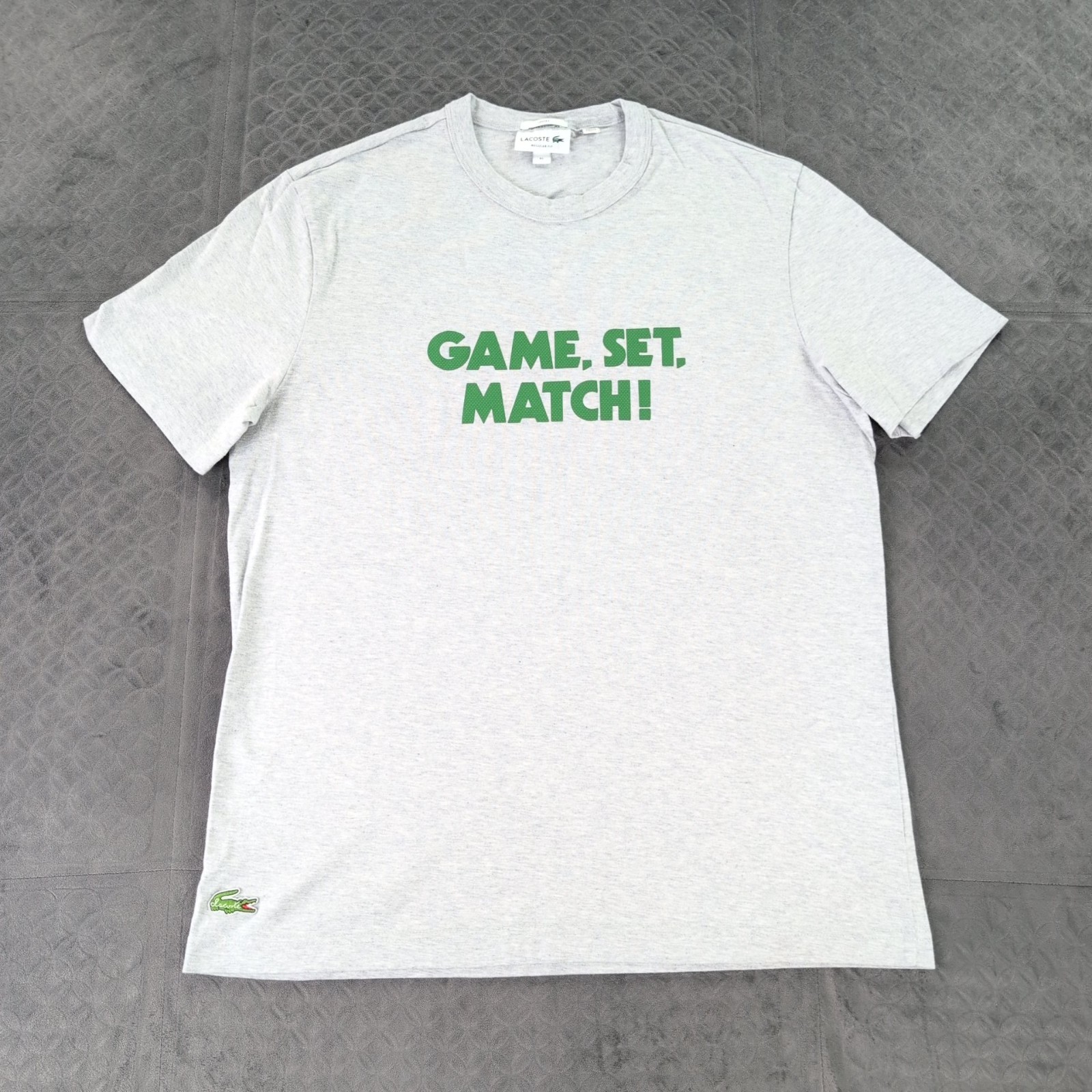 Lacoste T Shirt Game Set Match Tennis Gray Short Sleeve Unisex Adult XL