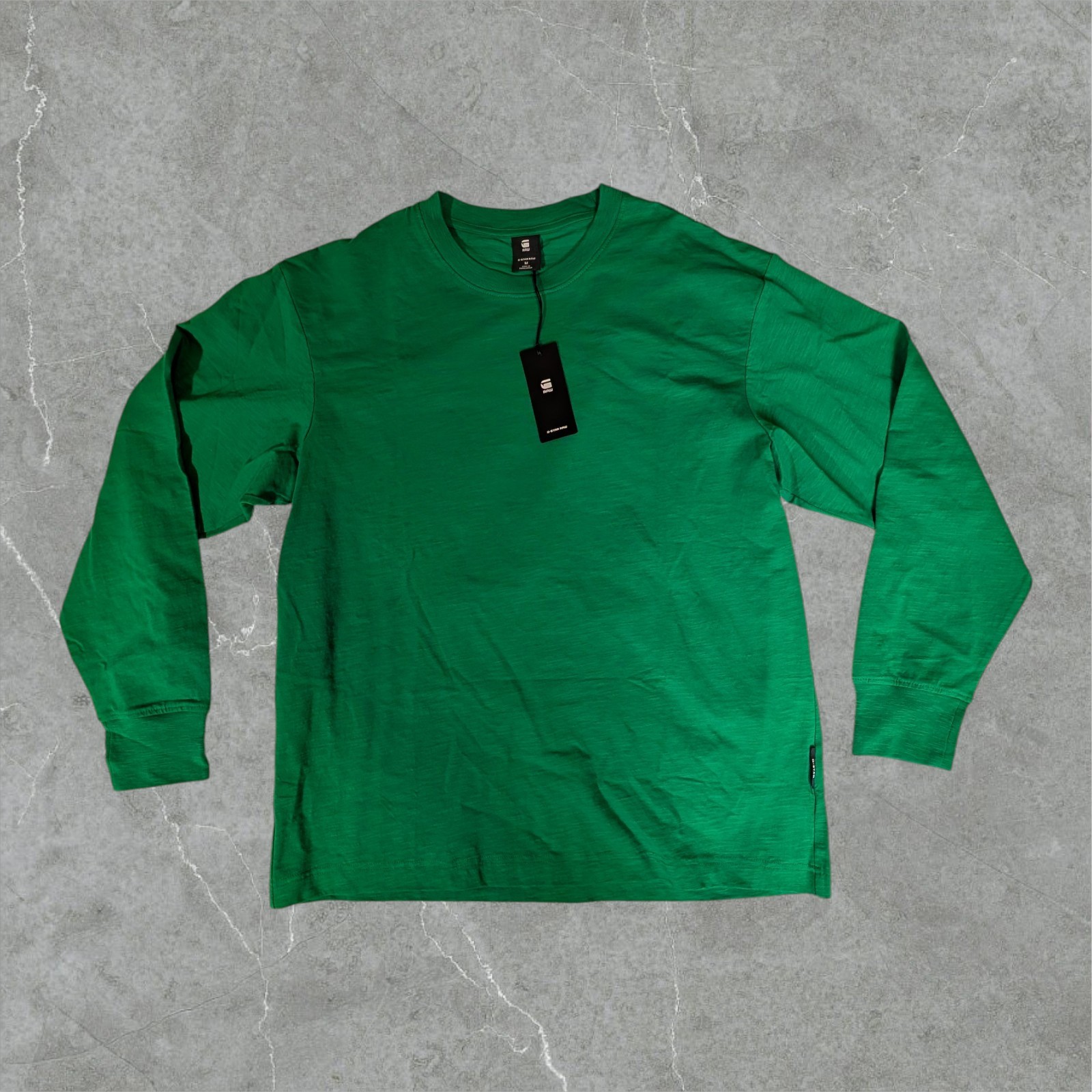 NEW G-Star Raw T-Shirt Men Medium Oversized Jersey Long Sleeve Logo Green