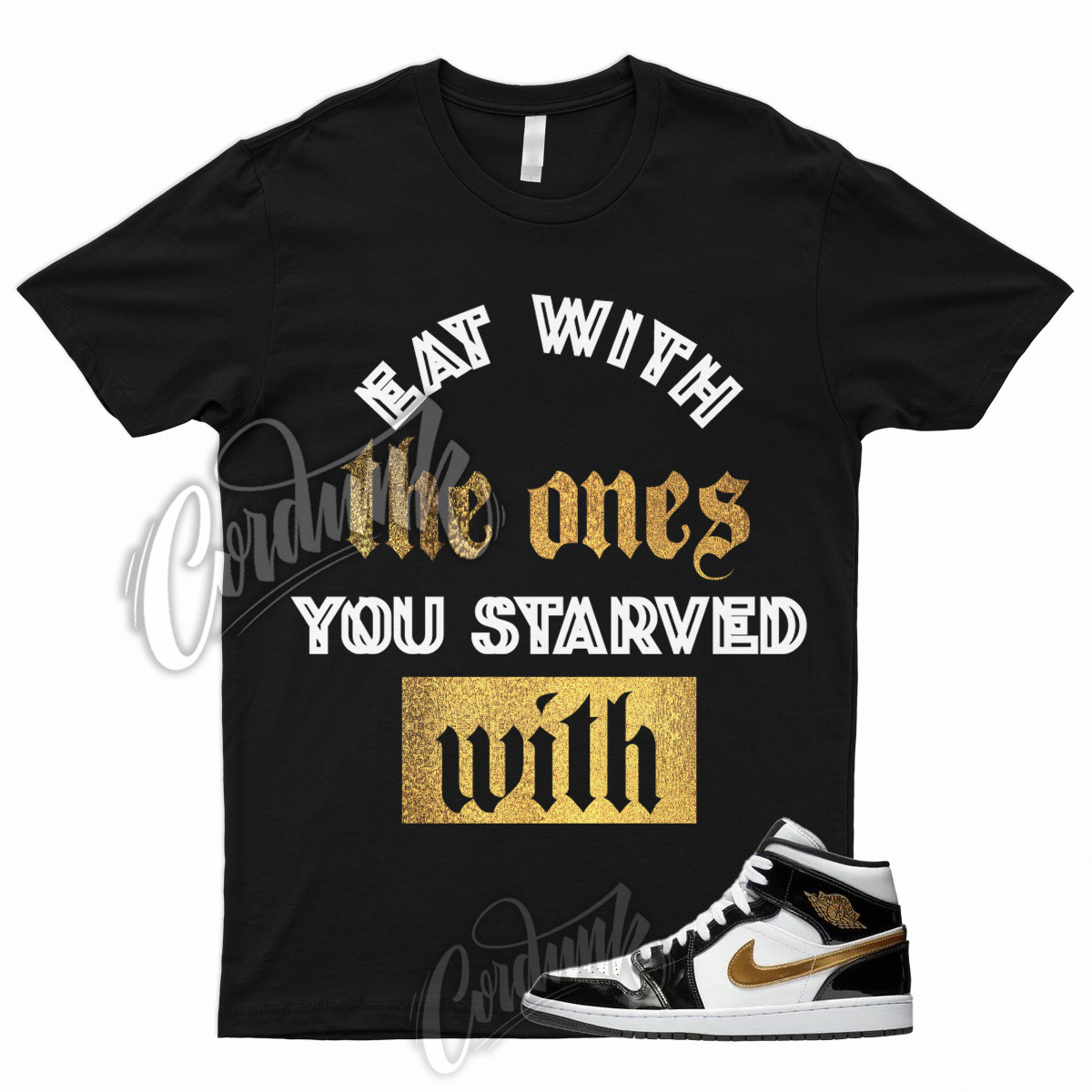 STRVD T Shirt for 1 Mid Patent Black White Metallic Gold NRG Top 3 Dunk High