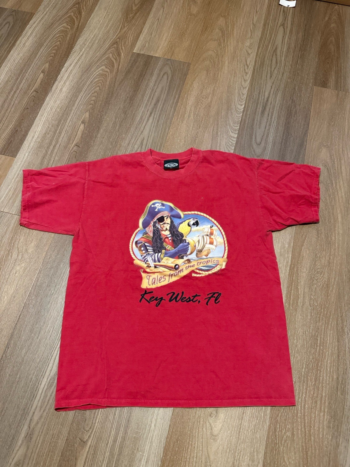 Exist Sportsline Tales From The Tropics Red Size XL Pirate T Shirt Key West Fl