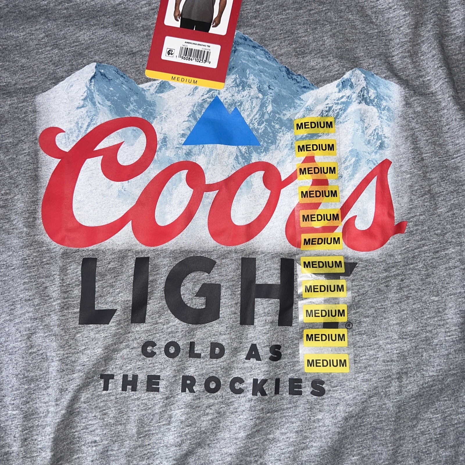 Coors Light Adult Men’s Grey Short Sleeve Graphic T-Shirt Mountain Logo Size M