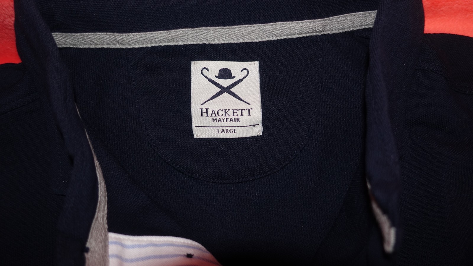 HACKET Mayfair 100 % Linen men Navy Blue Polo t-shirt Size Large