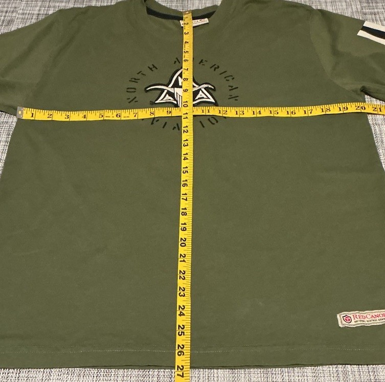 North American Aviation T-shirt Mens Green Short Sleeve Cotton Size XL