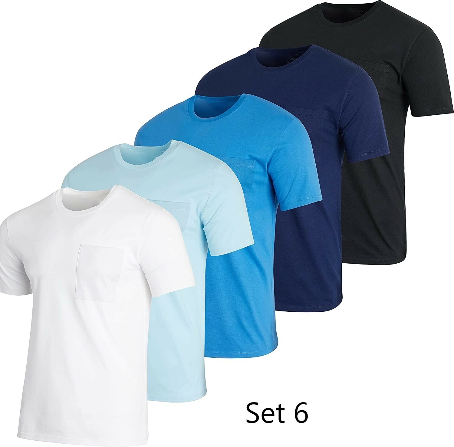 Men’s Cotton Crew Neck Pocket T-Shirts (5-Pack)